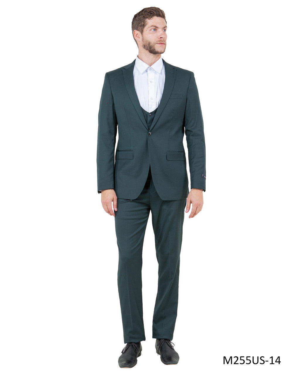 Solid Hunter Green Notch Lapel 3 Piece Ultra Slim Fit Tazzio Men's Suit