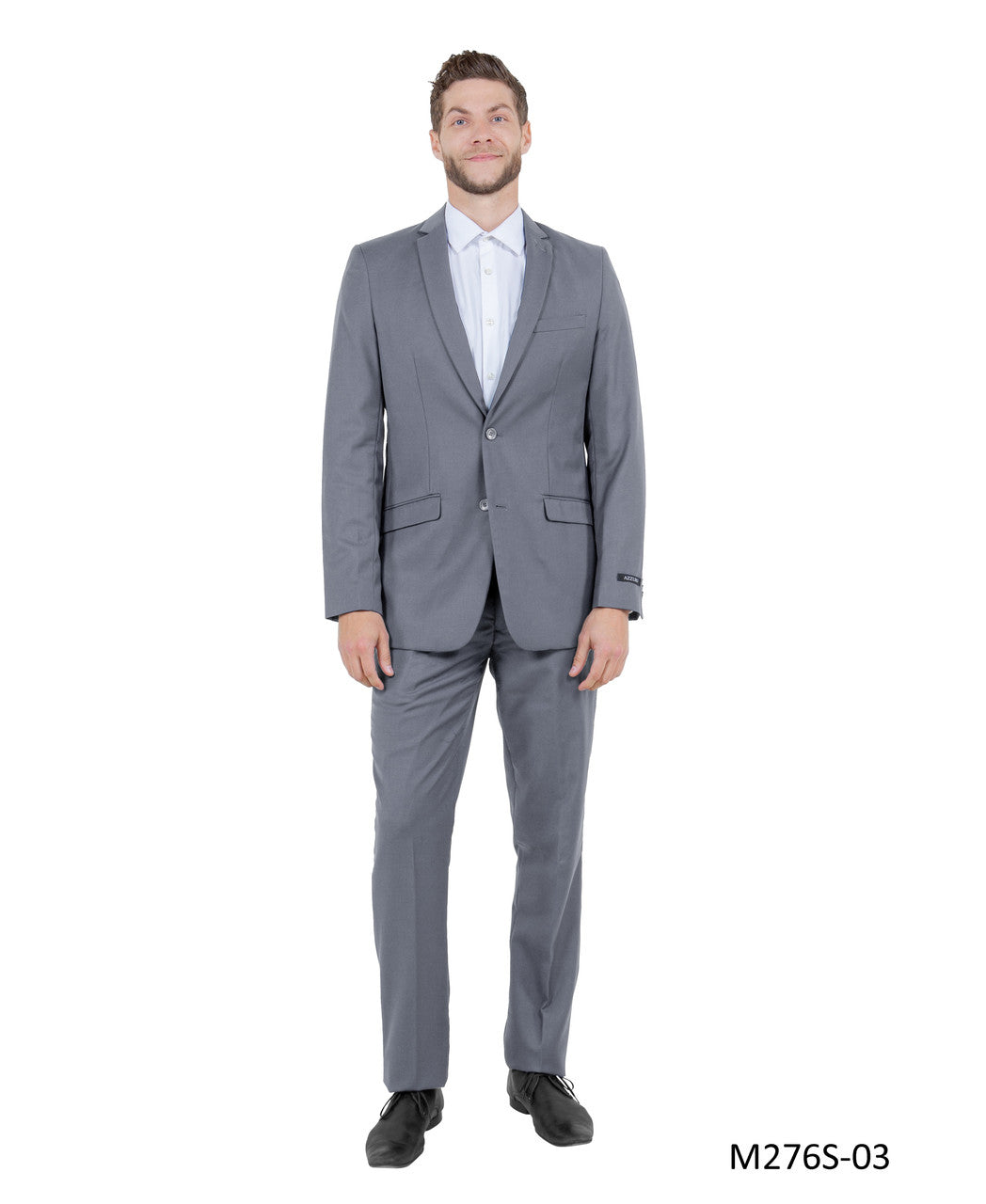 Solid Mid Grey Notch Lapel 2 Piece Slim Fit Azzuro Men's Suit