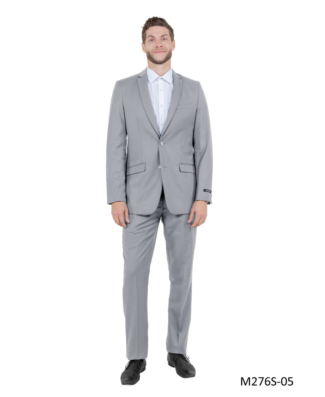 Solid Light Grey Notch Lapel 2 Piece Slim Fit Azzuro Men's Suit