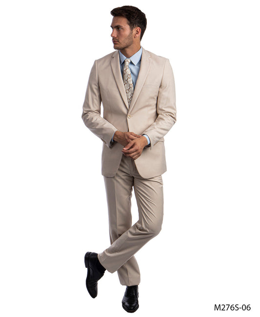 Solid Tan Notch Lapel 2 Piece Slim Fit Azzuro Men's Suit