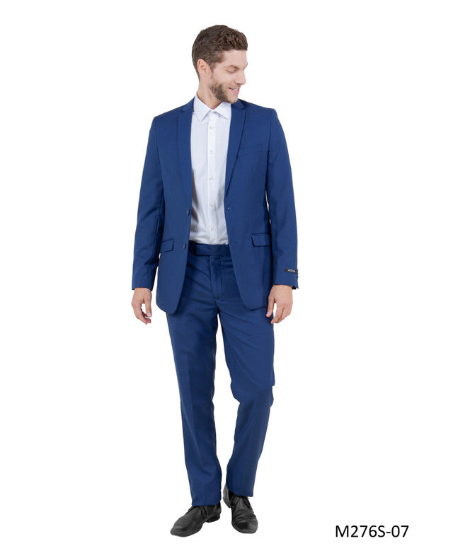 Solid Indigo Notch Lapel 2 Piece Slim Fit Azzuro Men's Suit