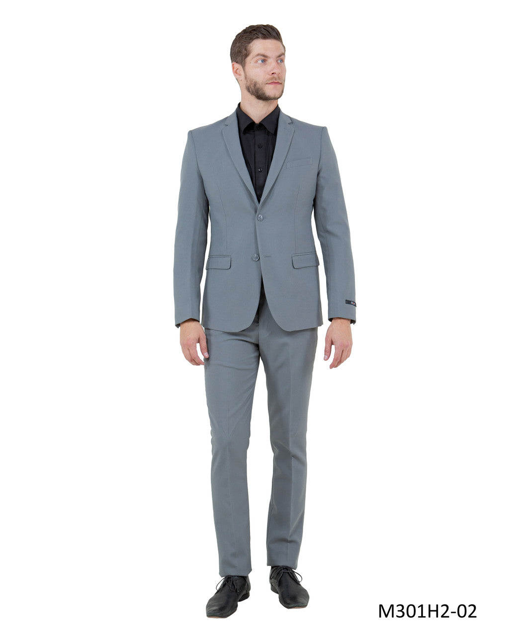 Solid Light Grey Notch Lapel 2 Piece Hybrid Fit Vitto Men's Suit