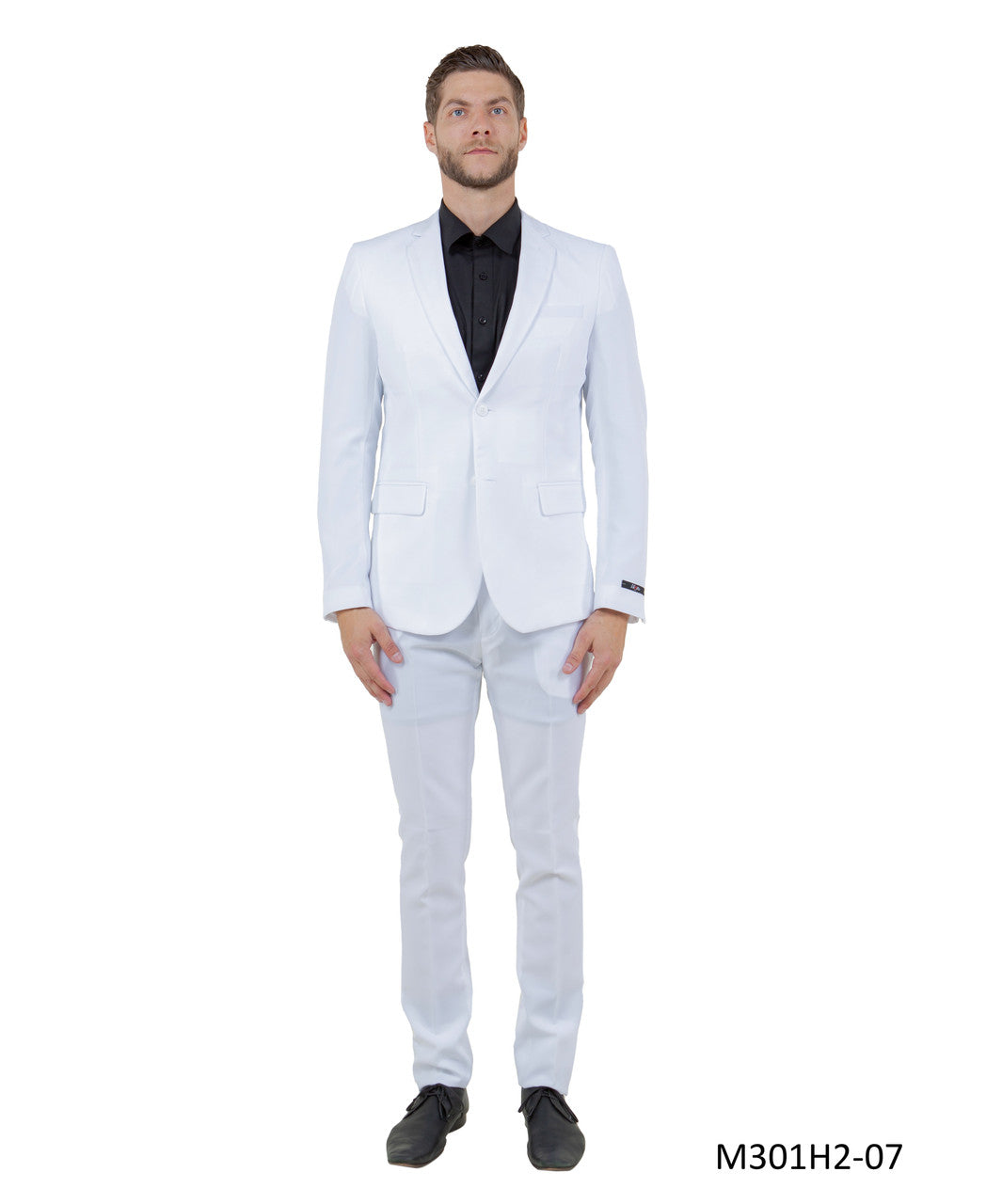 Solid White Notch Lapel 2 Piece Hybrid Fit Vitto Men's Suit