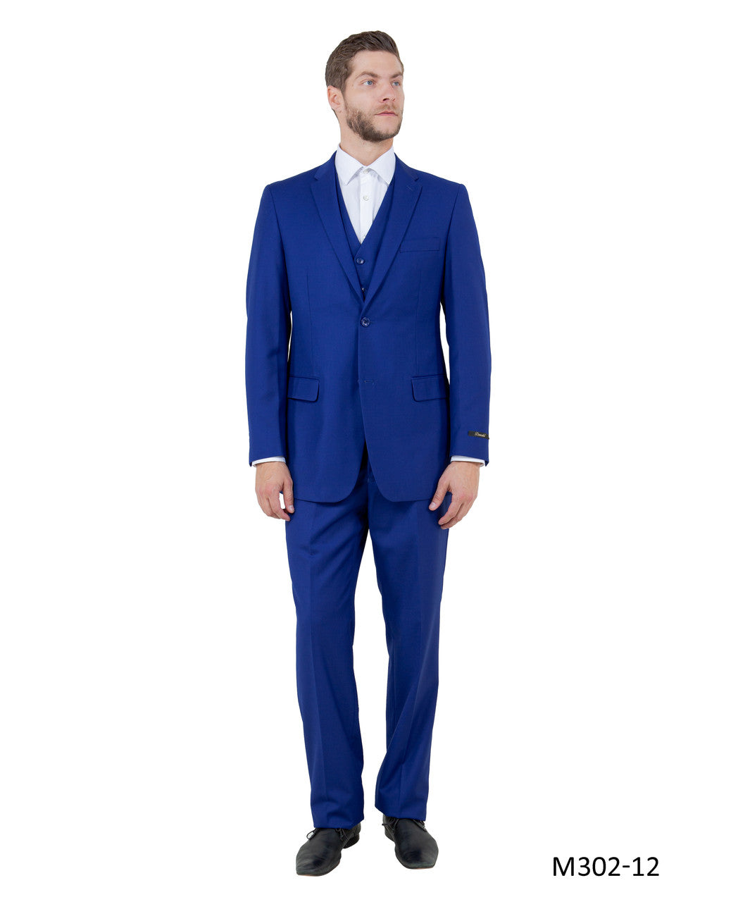 Solid Royal Blue Notch Lapel 3 Piece Modern Fit Demantie Men's Suit