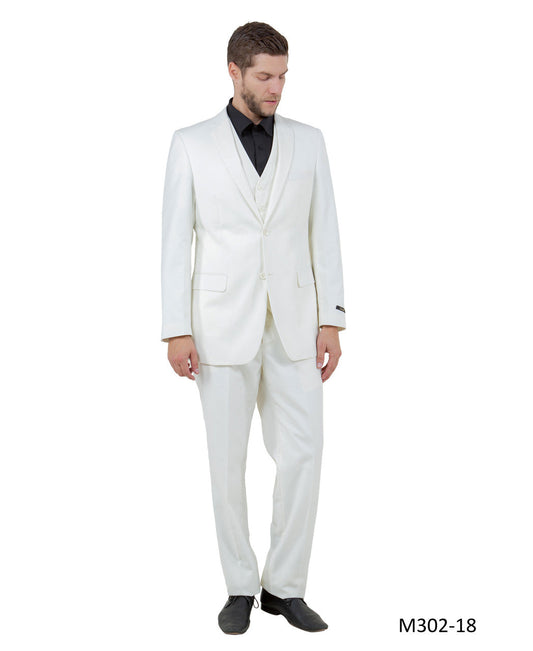 Solid Offwhite Notch Lapel 3 Piece Modern Fit Demantie Men's Suit