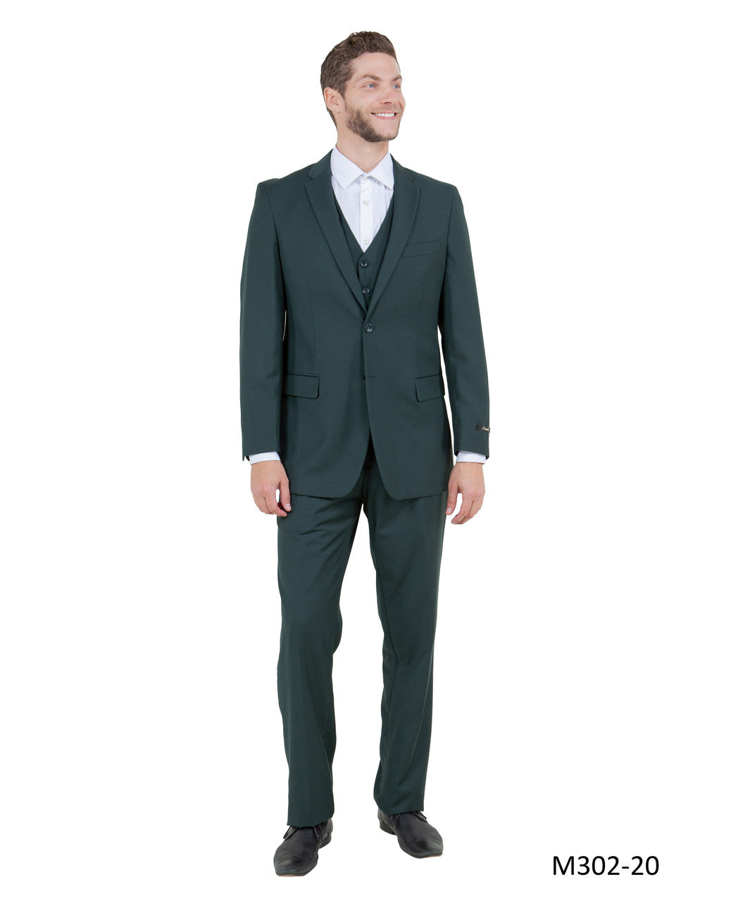 Solid Green Notch Lapel 3 Piece Modern Fit Demantie Men's Suit