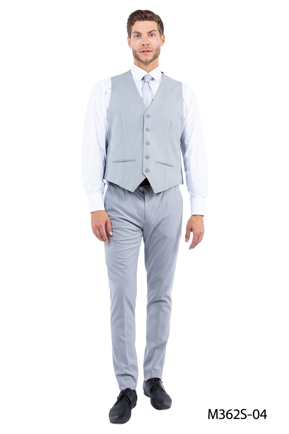 Premium Light Grey Notch Lapel 3 Piece Slim Fit Zegarie Flex Men's Suit