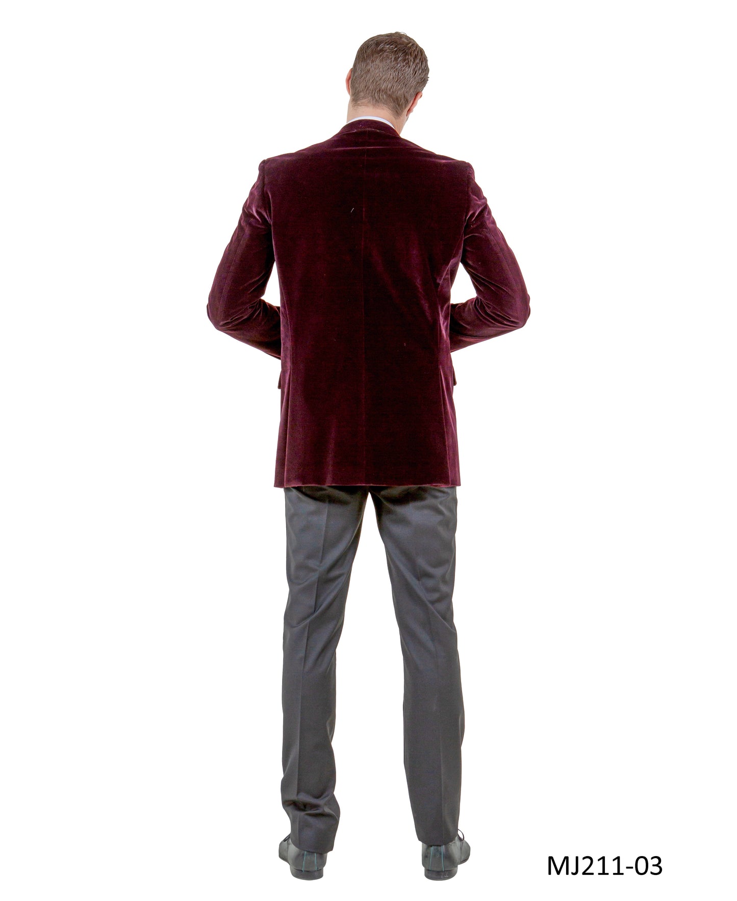 Solid Wine Velvet Modern Fit Notch Lapel Tazzio Men's Jacket