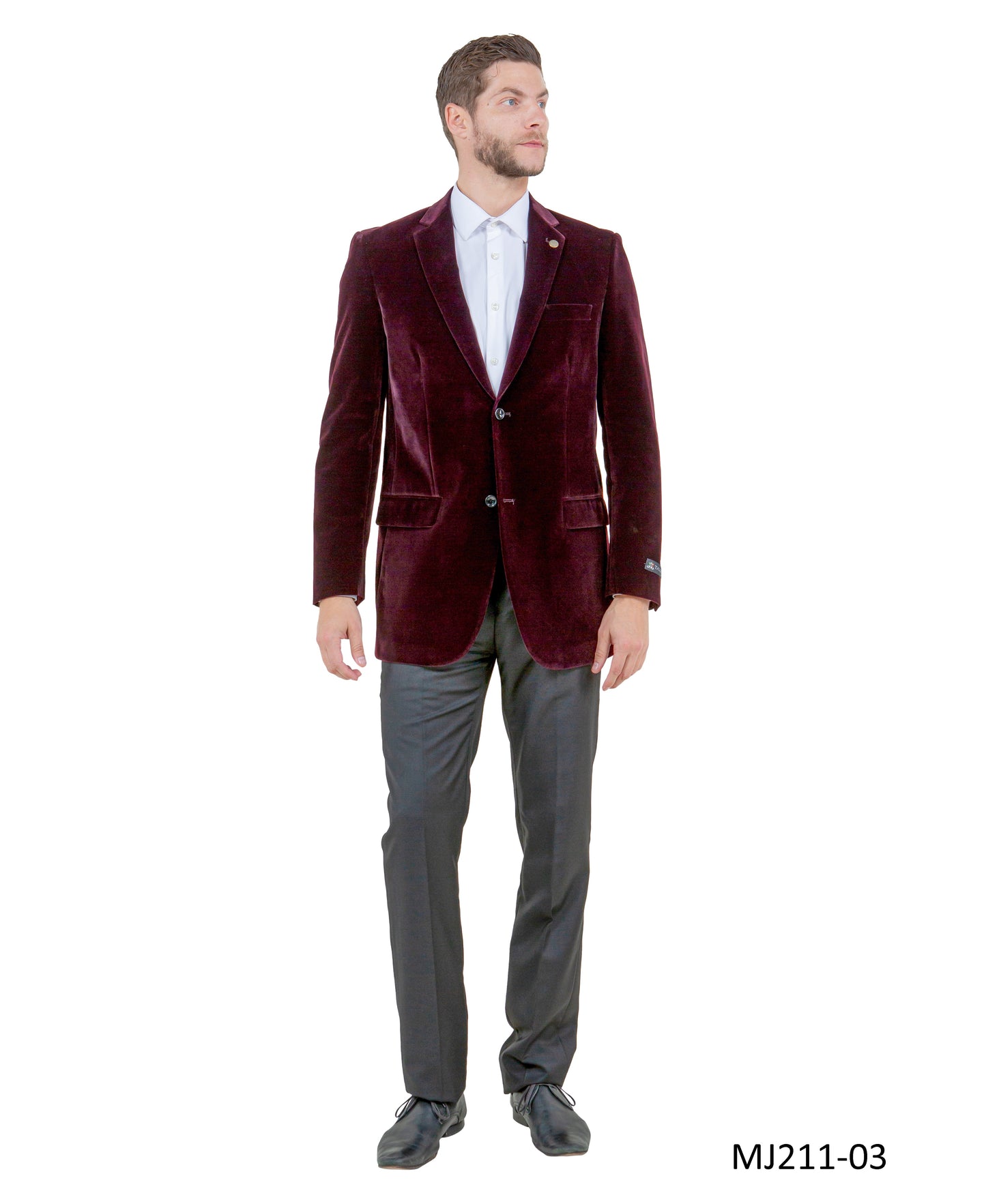 Solid Wine Velvet Modern Fit Notch Lapel Tazzio Men's Jacket