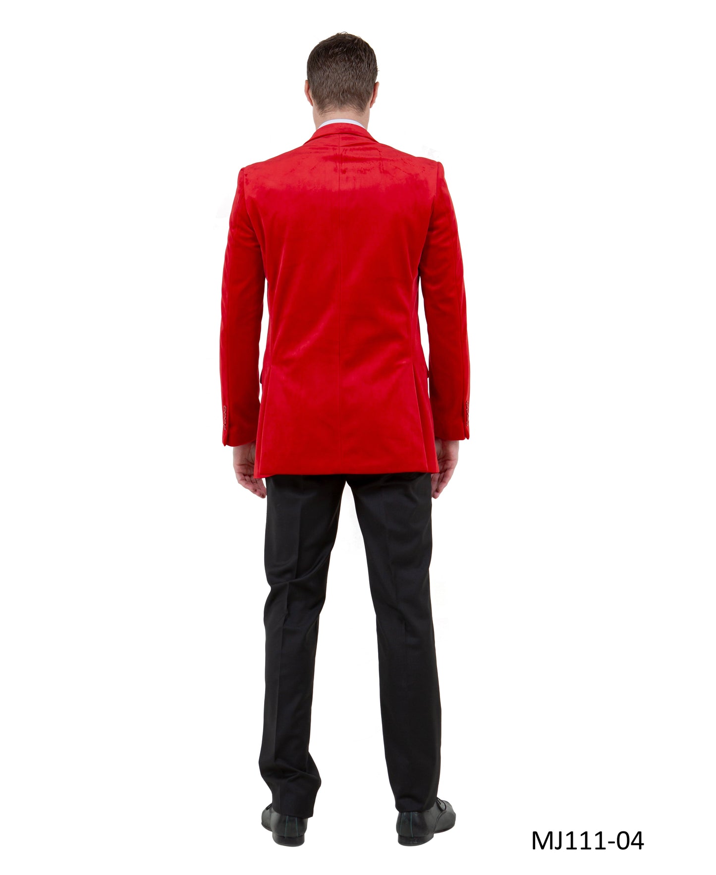 Solid Red Velvet Modern Fit Notch Lapel Tazzio Men's Jacket