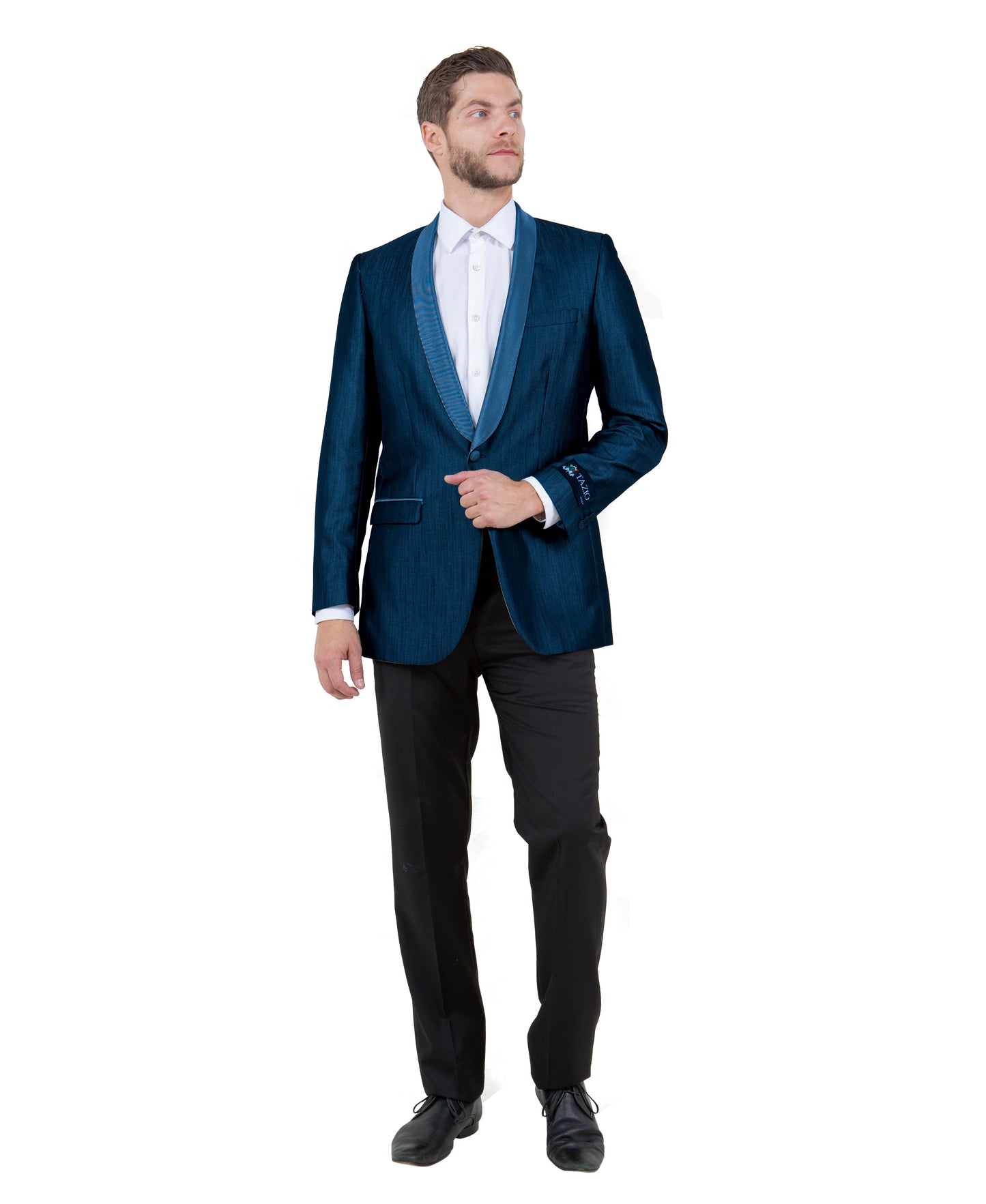 Blue Satin Shawl lapel Slim Fit Tazzio Men's Dinner Jacket