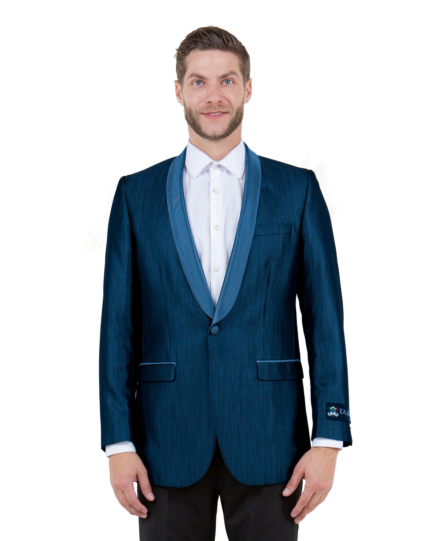 Blue Satin Shawl lapel Slim Fit Tazzio Men's Dinner Jacket