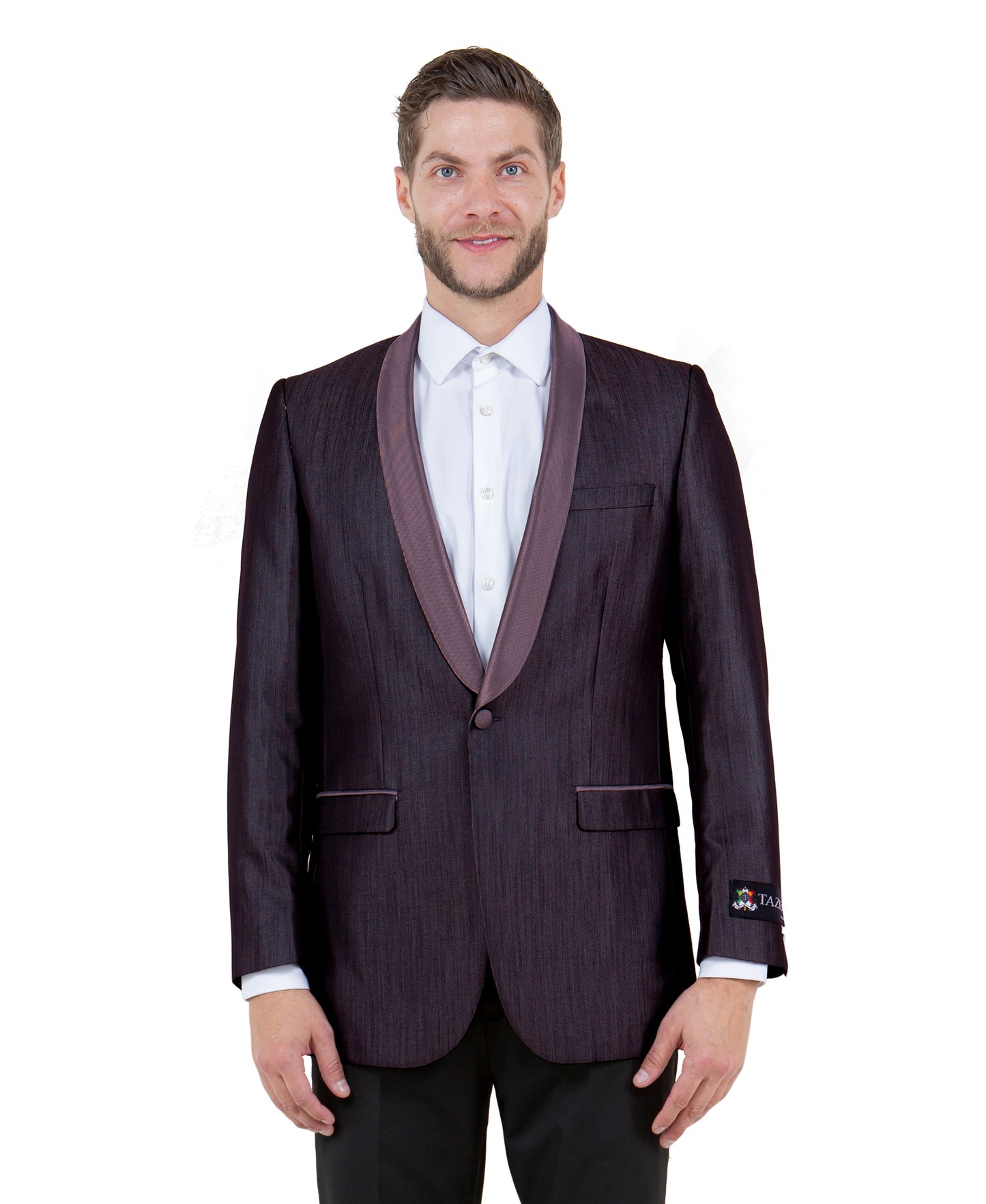 Plum Satin Shawl lapel Slim Fit Tazzio Men's Dinner Jacket