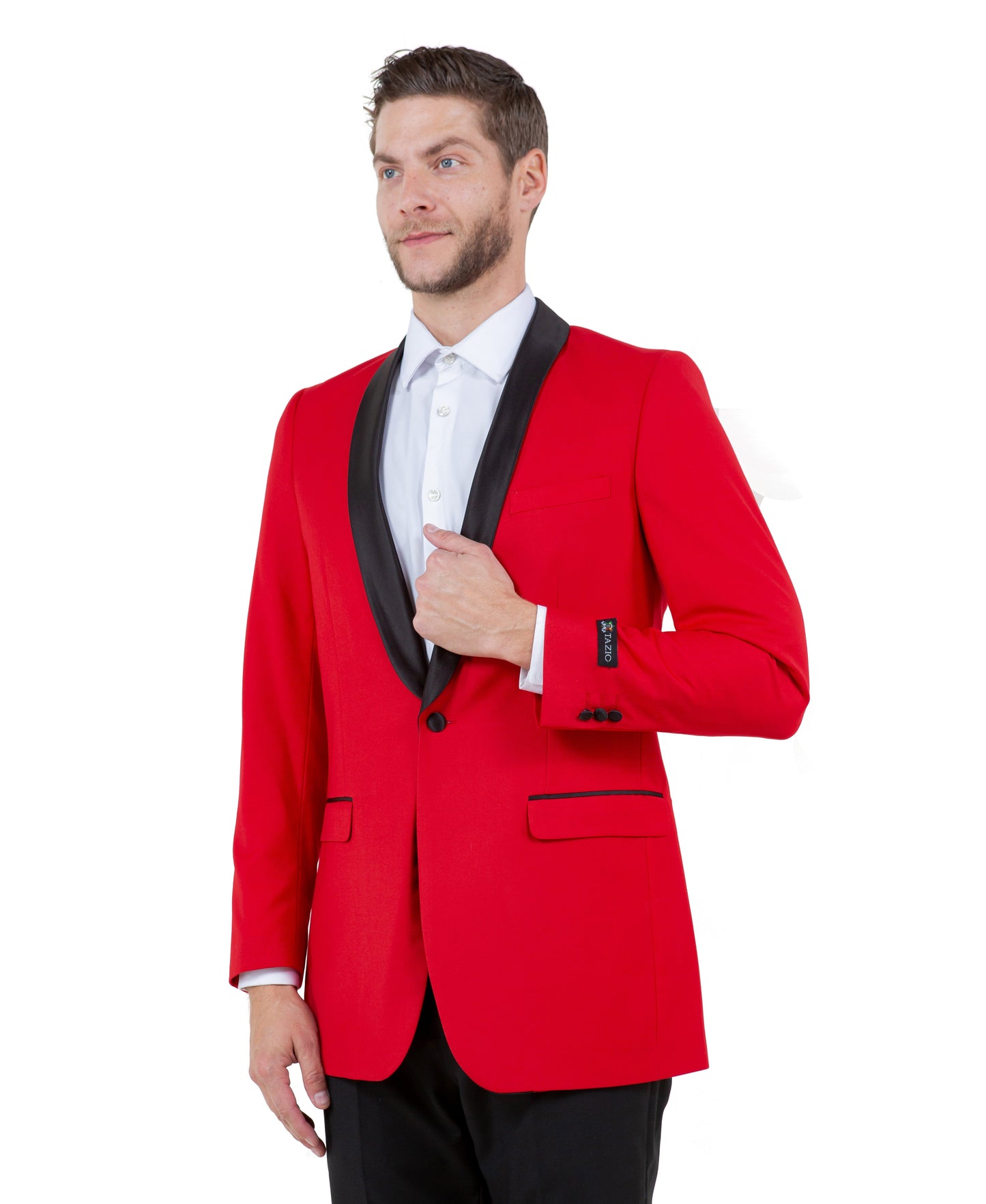 Red/Black Satin Shawl lapel Slim Fit Tazzio Men's Dinner Jacket