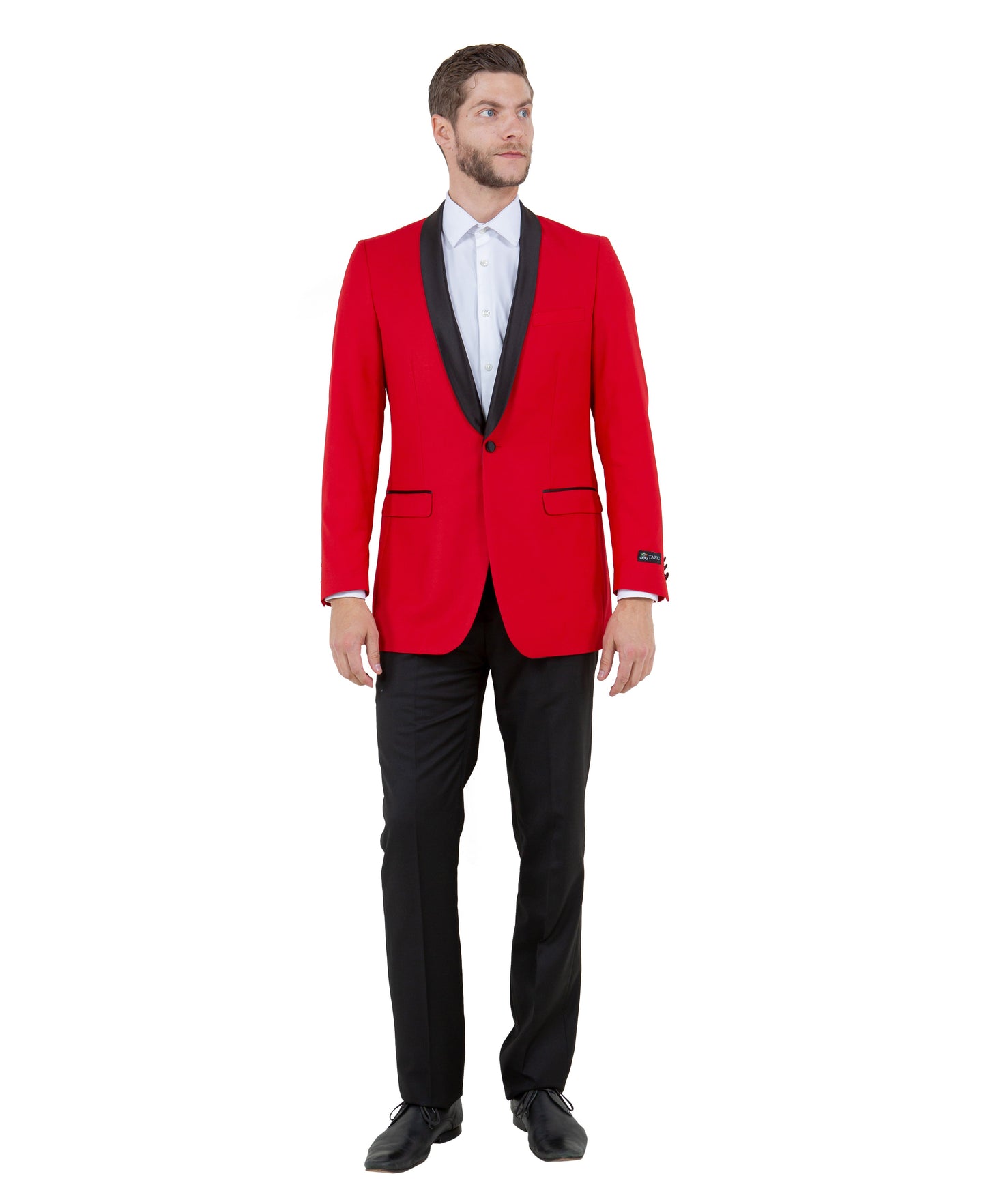 Red/Black Satin Shawl lapel Slim Fit Tazzio Men's Dinner Jacket