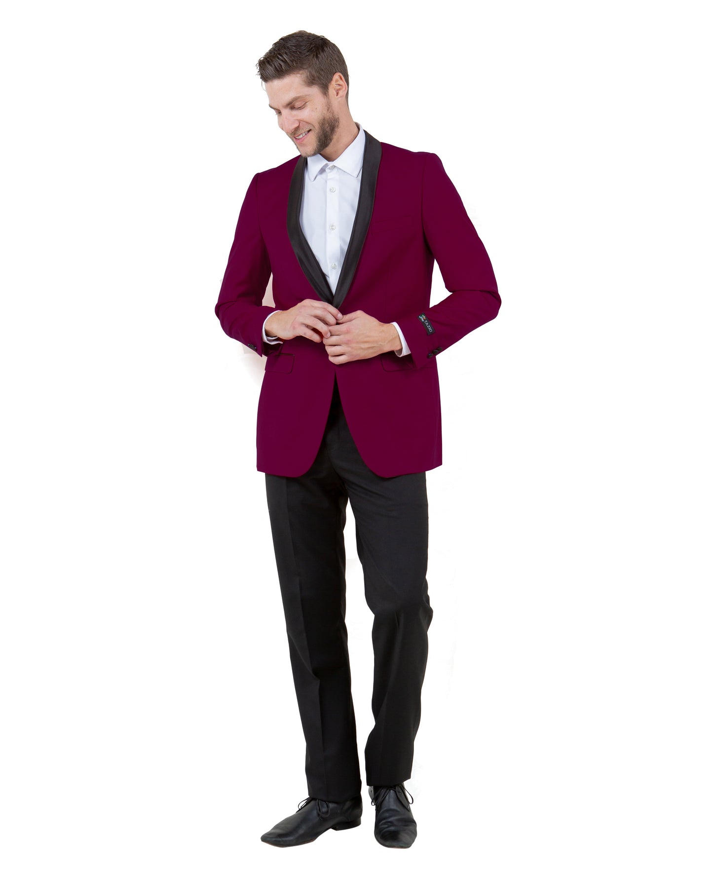 Burgundy/Black Satin Shawl lapel Slim Fit Tazzio Men's Dinner Jacket