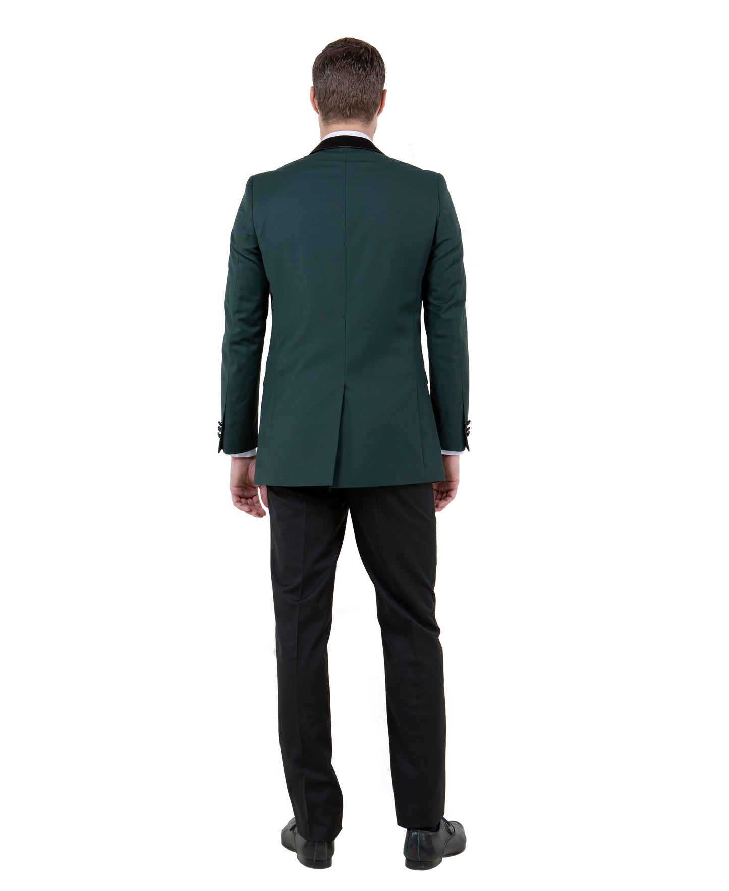 Hunter Green/Black Satin Shawl lapel Slim Fit Tazzio Men's Dinner Jacket