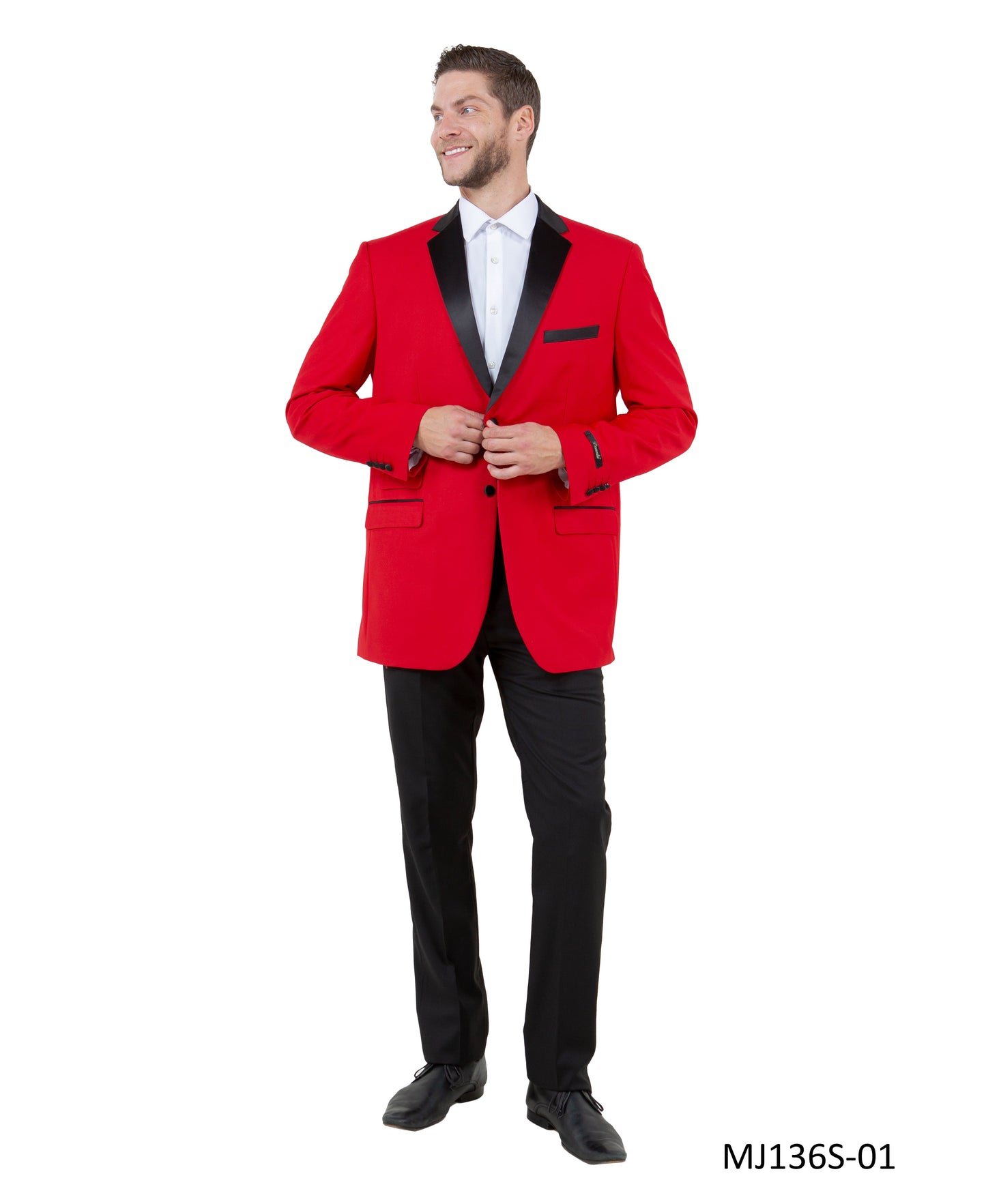 Red/Black Satin Notch Lapel Slim Fit Tazzio Men's Jacket