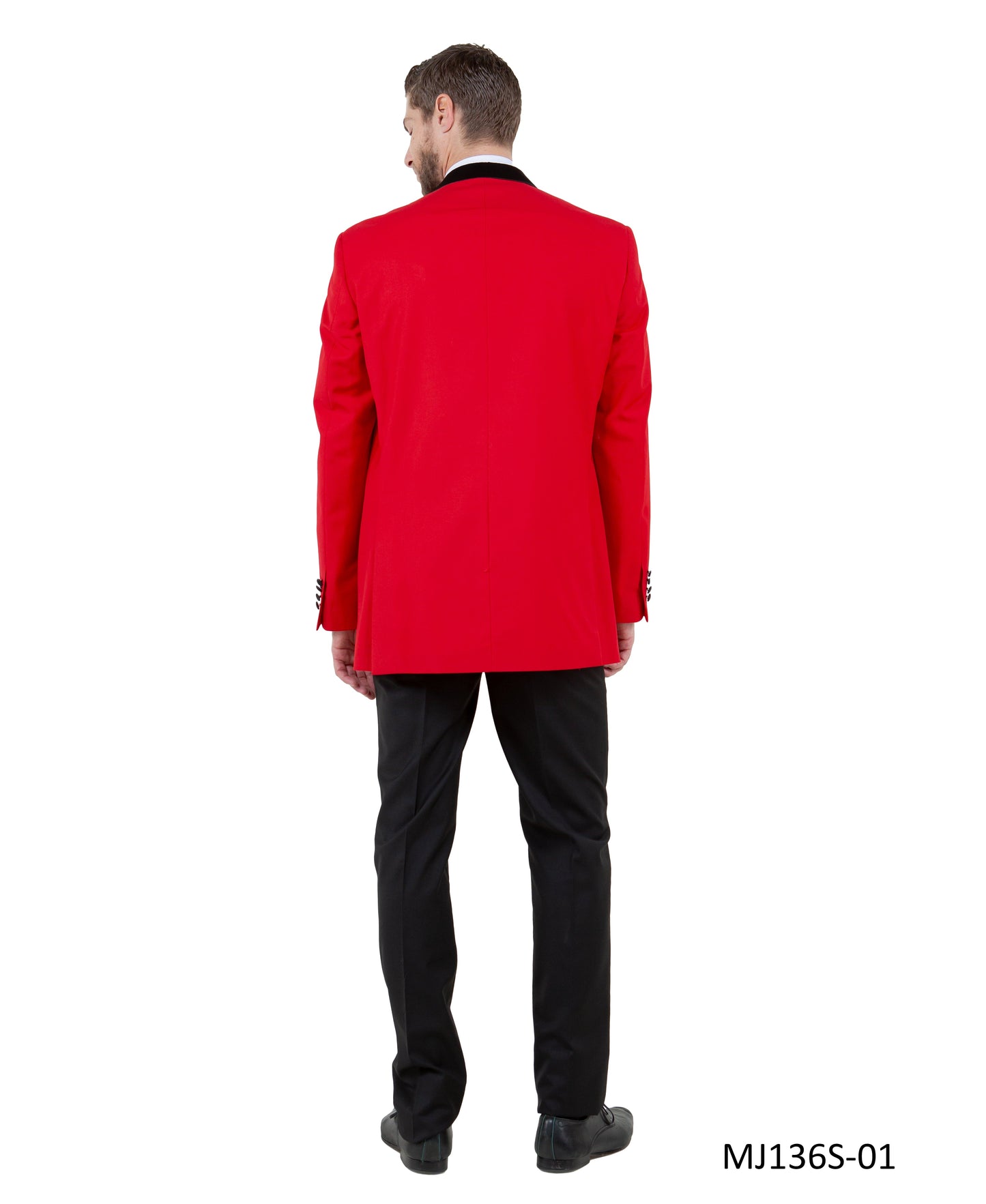 Red/Black Satin Notch Lapel Slim Fit Tazzio Men's Jacket