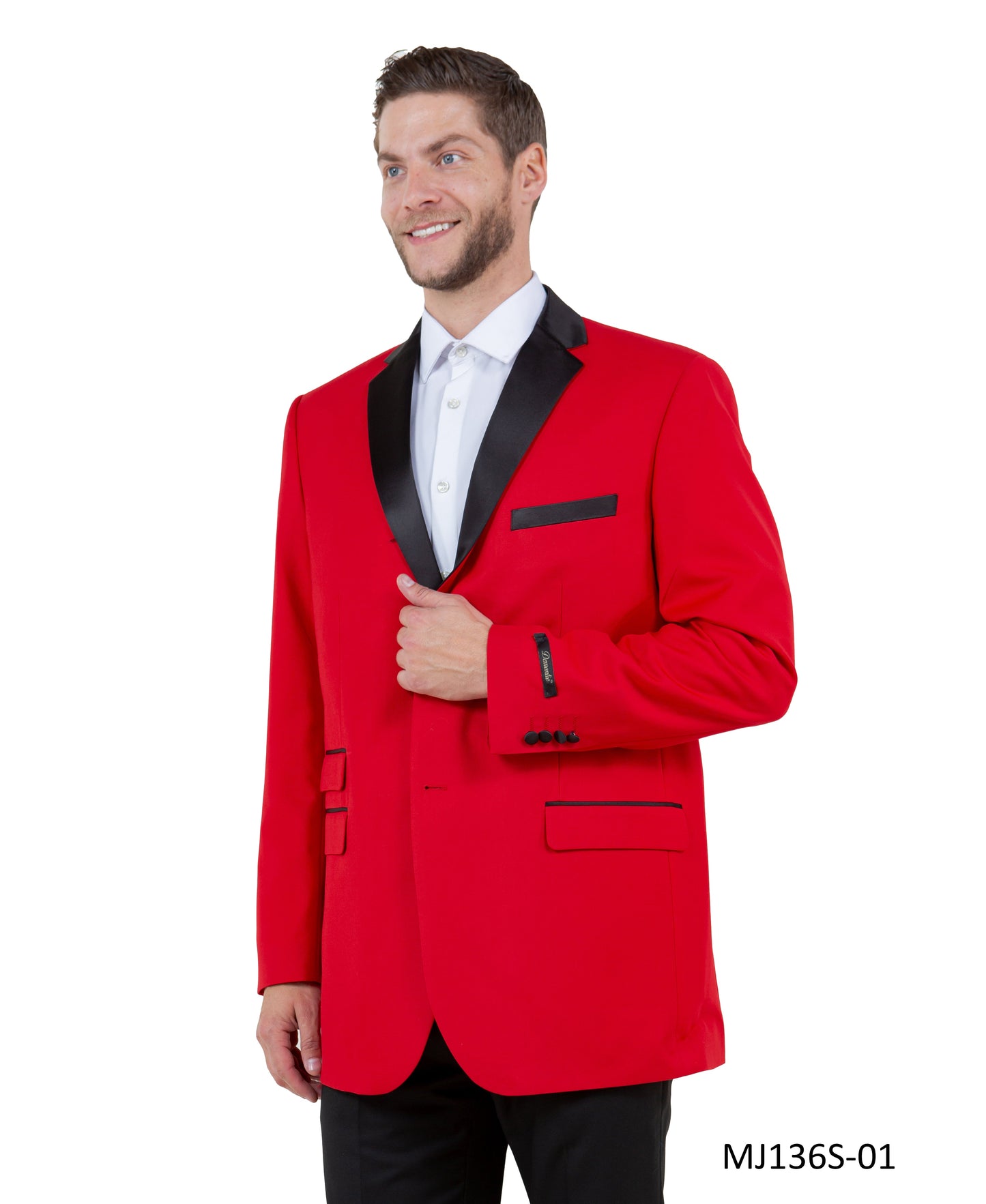 Red/Black Satin Notch Lapel Slim Fit Tazzio Men's Jacket