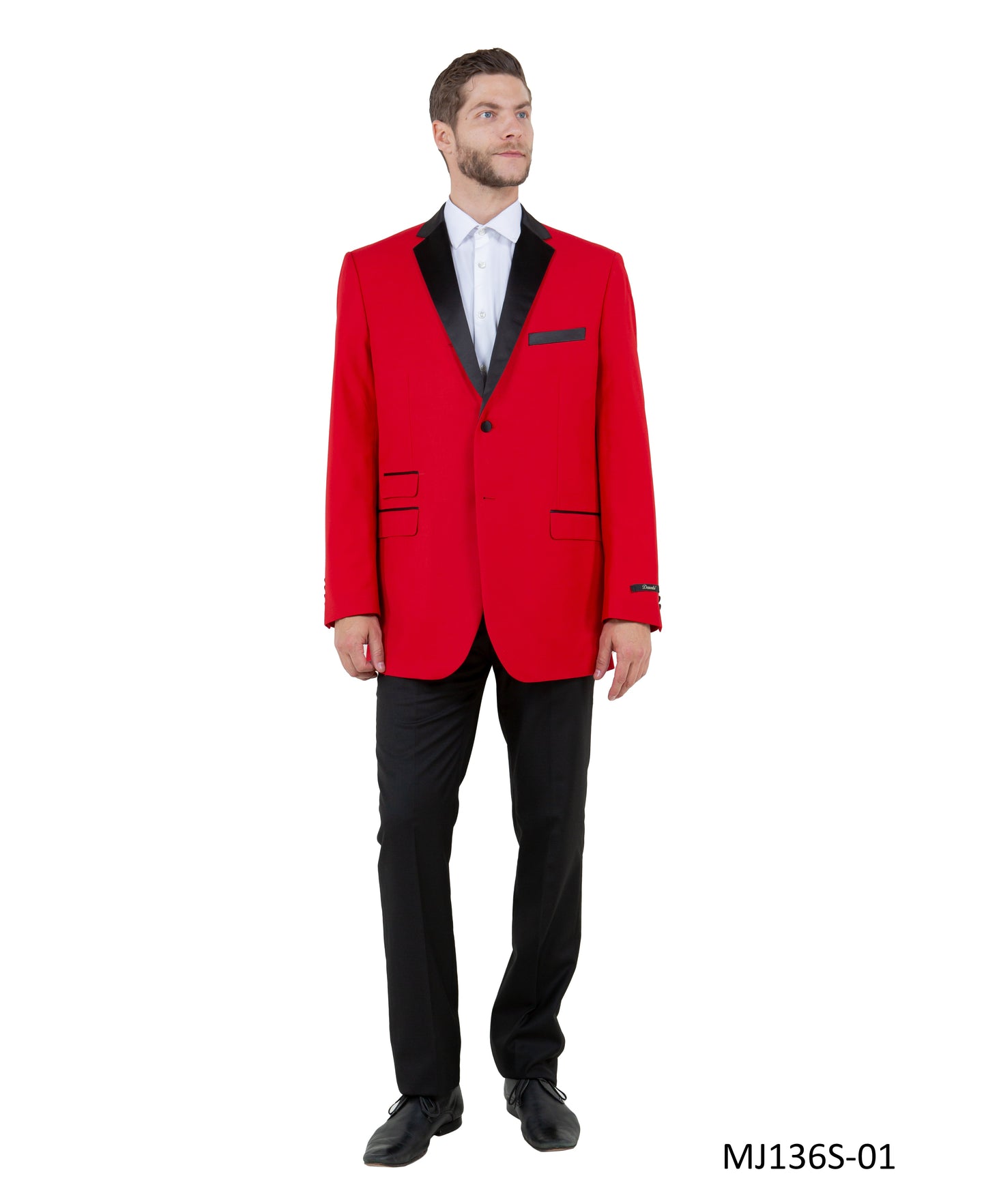 Red/Black Satin Notch Lapel Slim Fit Tazzio Men's Jacket