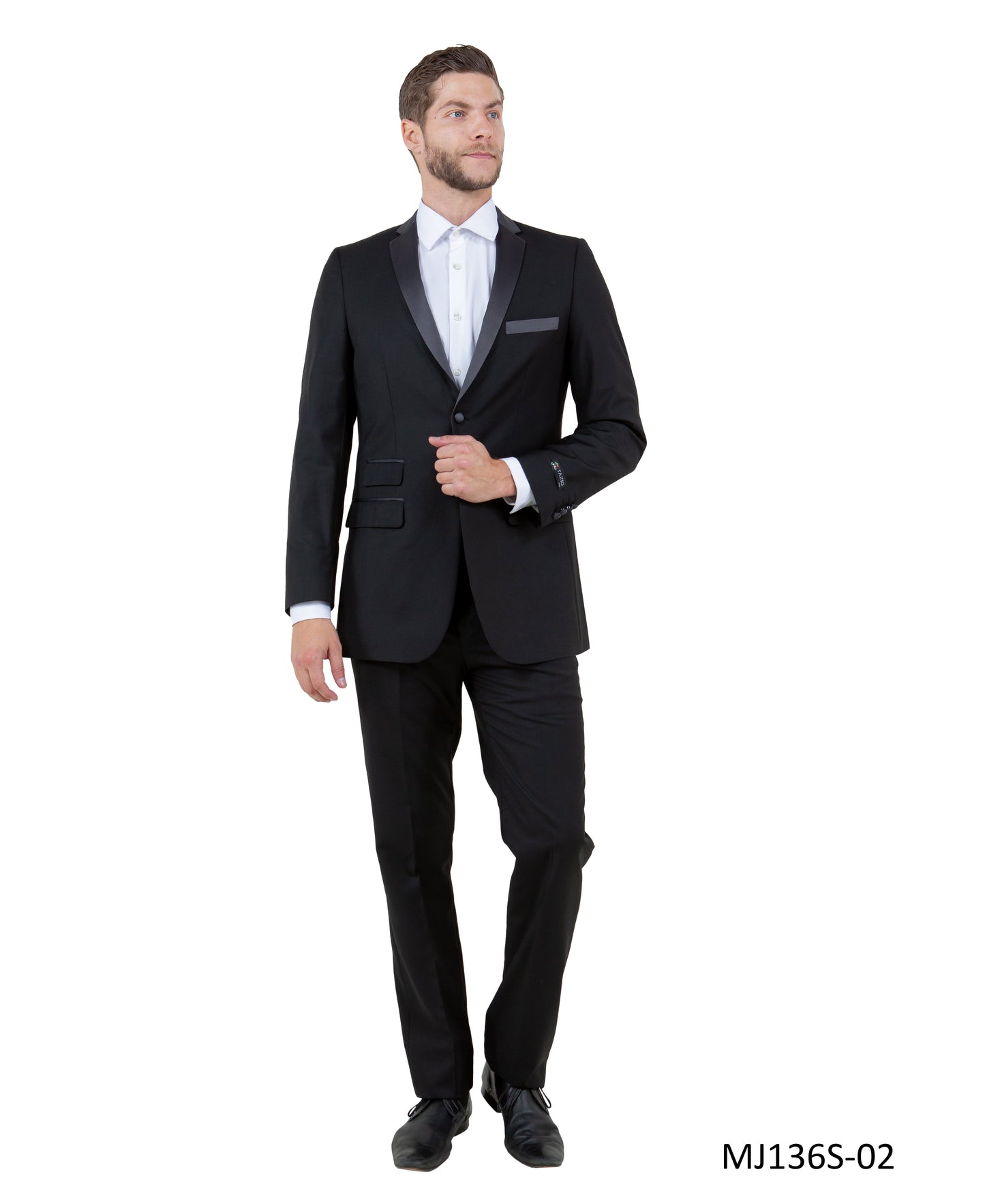 Black/Grey Satin Notch Lapel Slim Fit Tazzio Men's Jacket