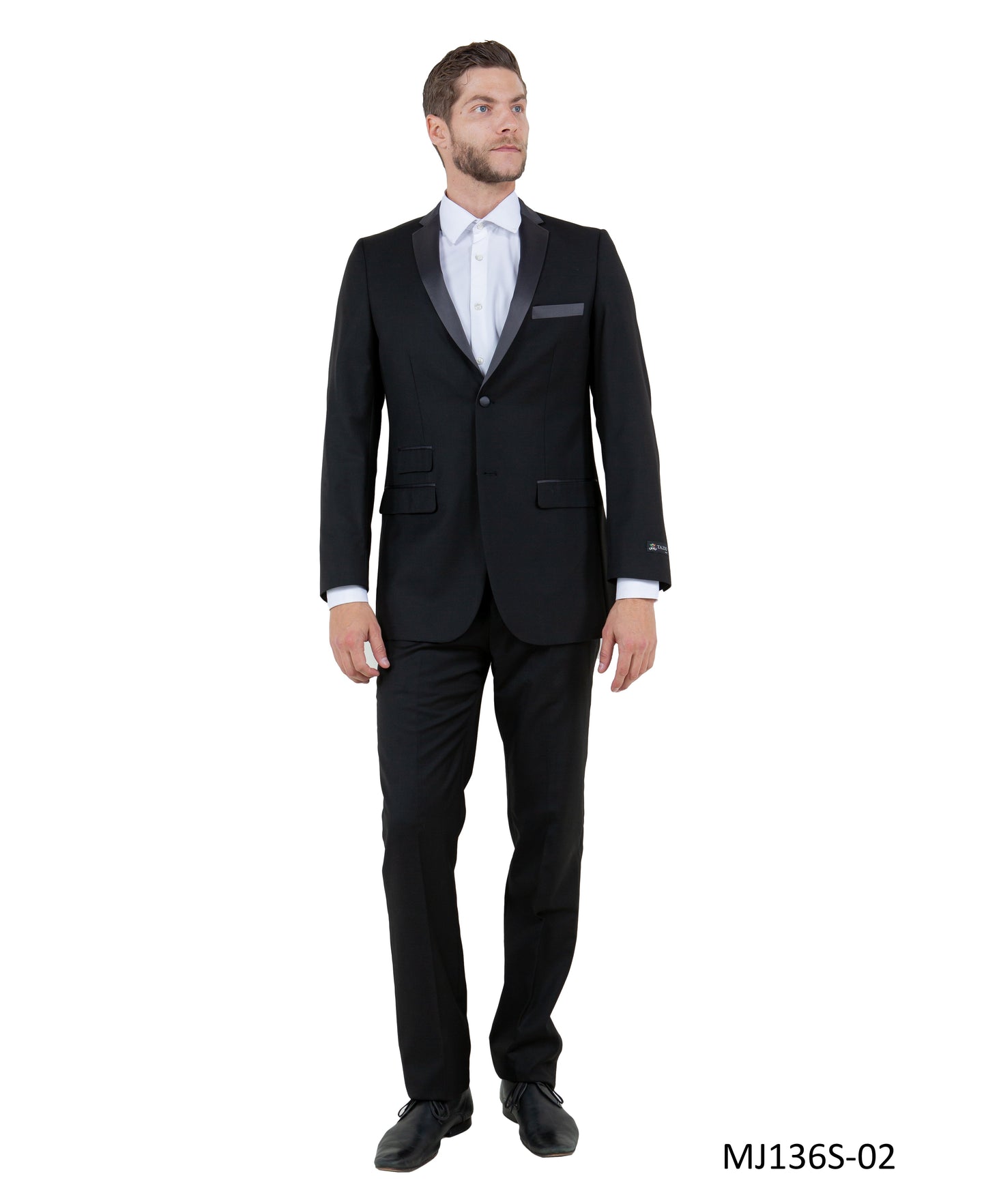 Black/Grey Satin Notch Lapel Slim Fit Tazzio Men's Jacket