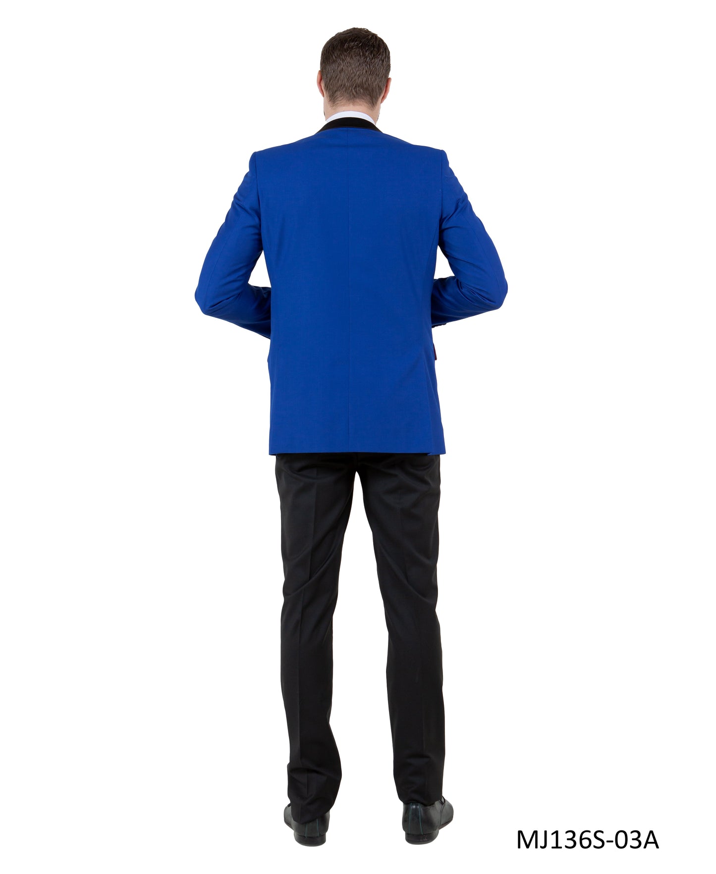 Royal Blue/Black Satin Notch Lapel Slim Fit Tazzio Men's Jacket