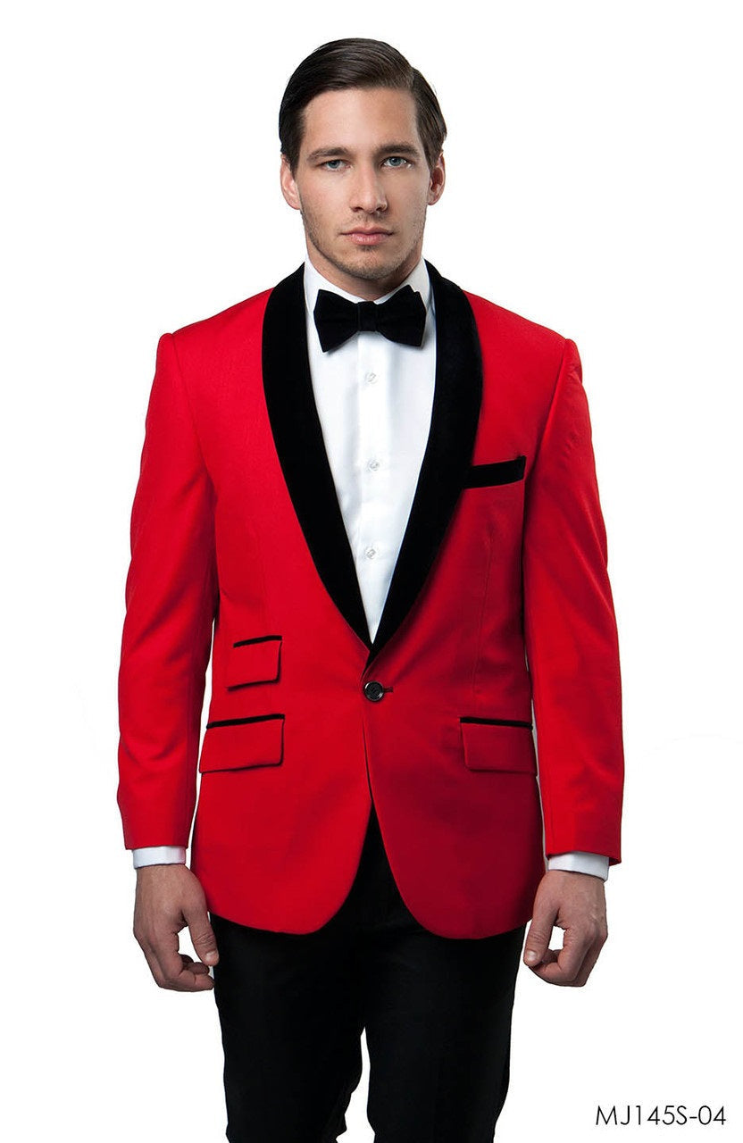 Red/Black With Velvet Shawl Lapel Slim Fit Tazzio Men's Dinner Jacket