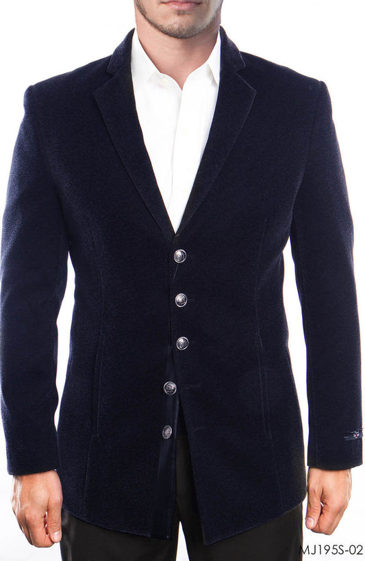 Navy Notch Lapel  Slim Fit Tazzio Men's Vintage Jacket