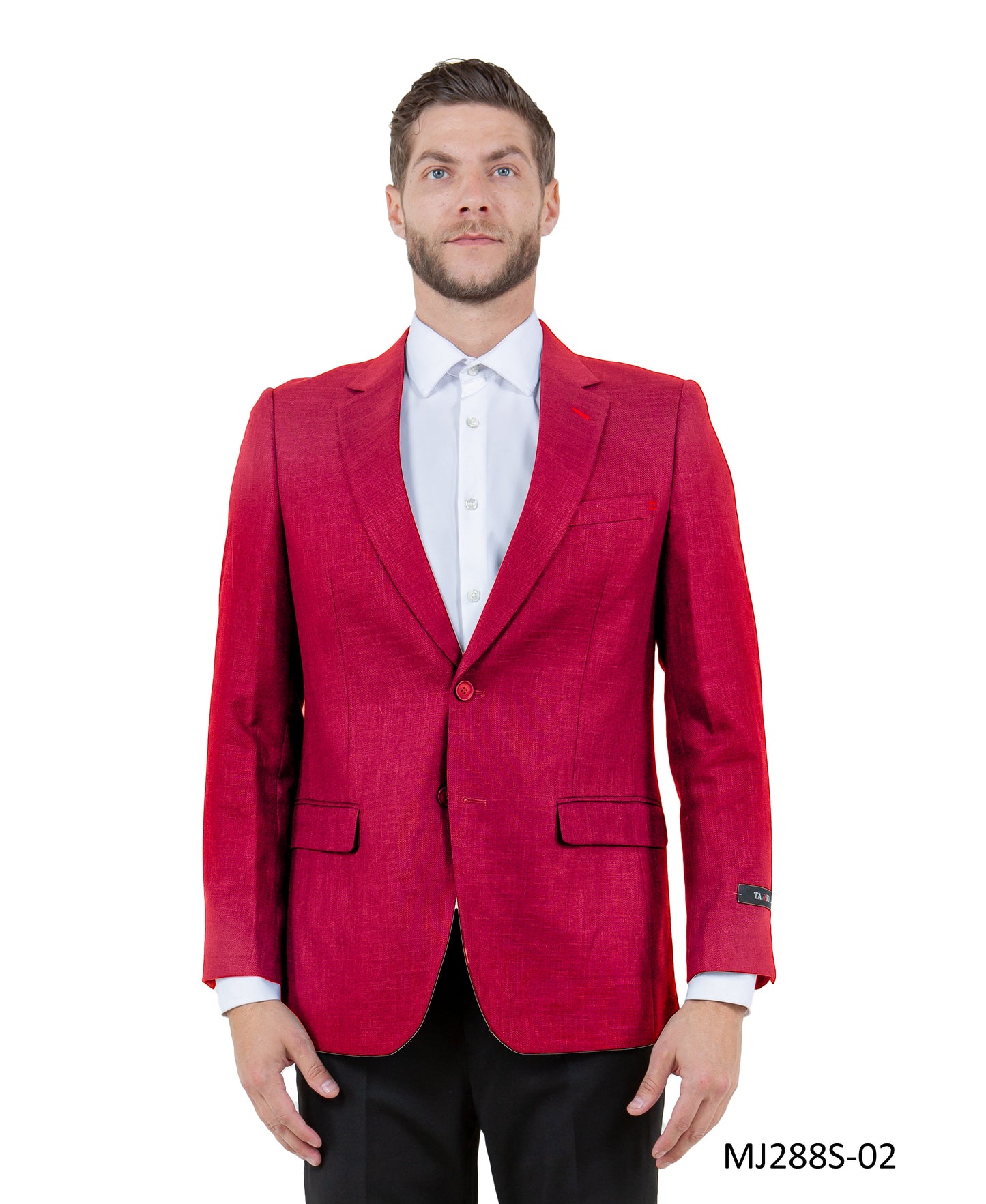 Burgundy Notch Lapel Linen Look Slim Fit Tazzio Men's Jacket