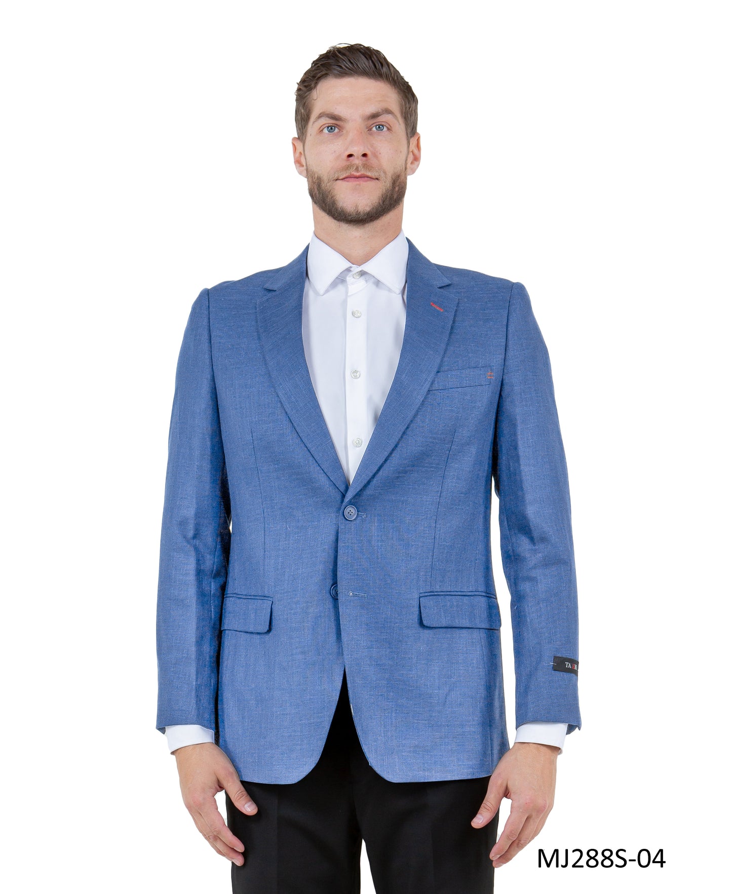 Blue Notch Lapel Linen Look Slim Fit Tazzio Men's Jacket