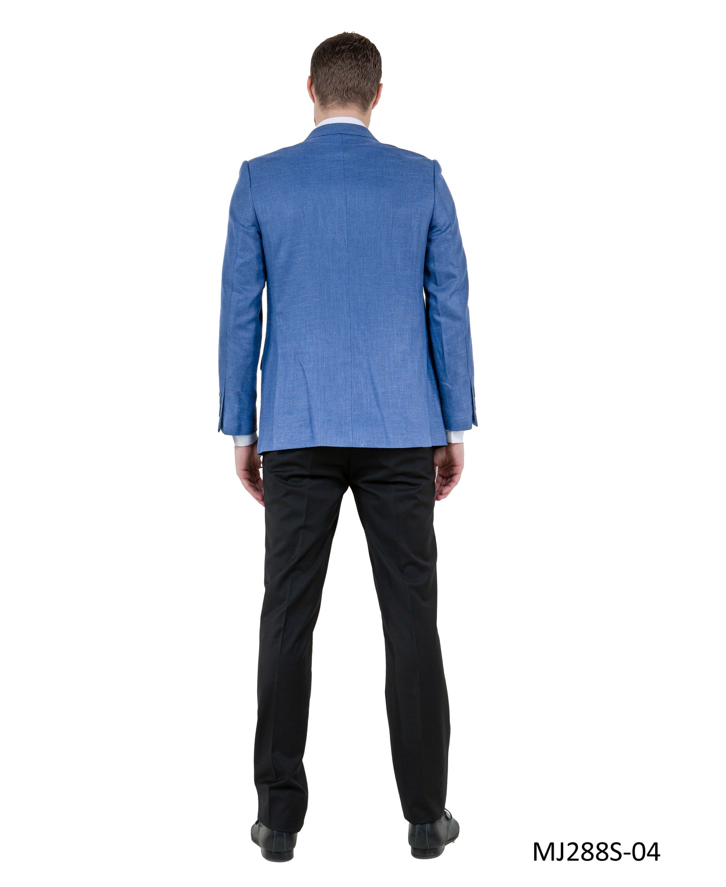 Blue Notch Lapel Linen Look Slim Fit Tazzio Men's Jacket