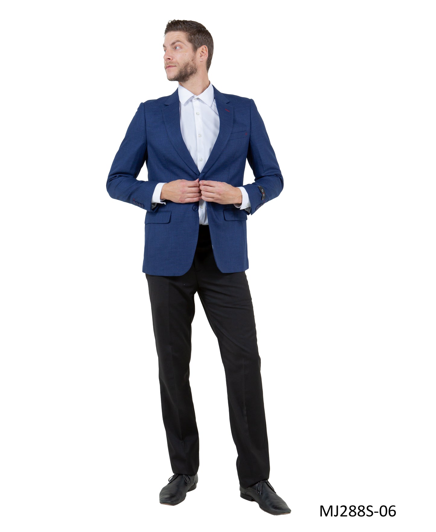 Navy Notch Lapel Linen Look Slim Fit Tazzio Men's Jacket