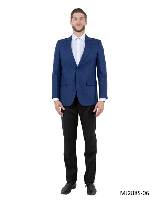 Navy Notch Lapel Linen Look Slim Fit Tazzio Men's Jacket