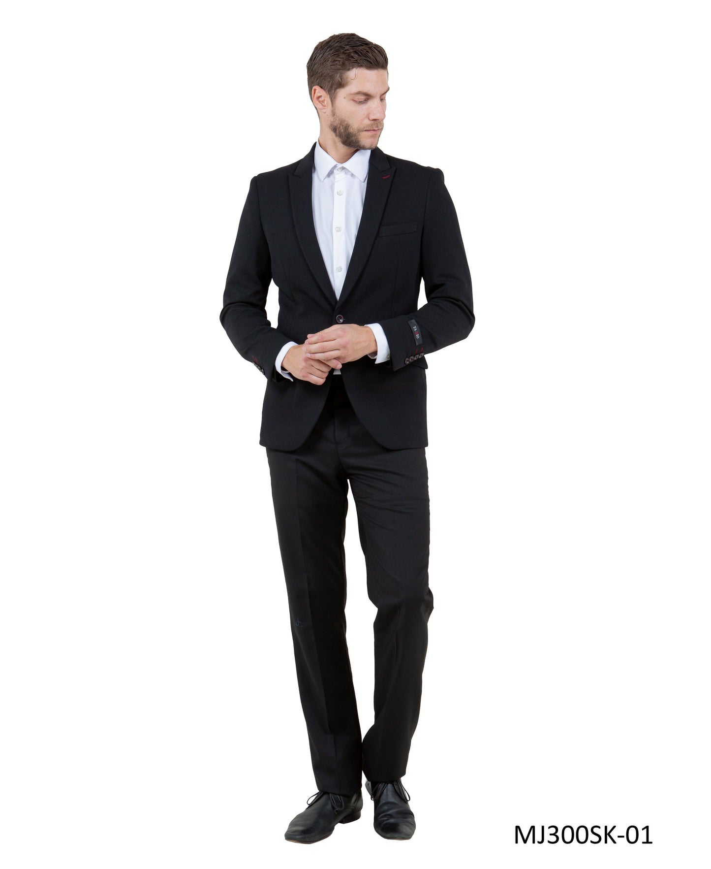 Black Peak Lapel Skinny Fit Tazzio Knit Men's Jacket