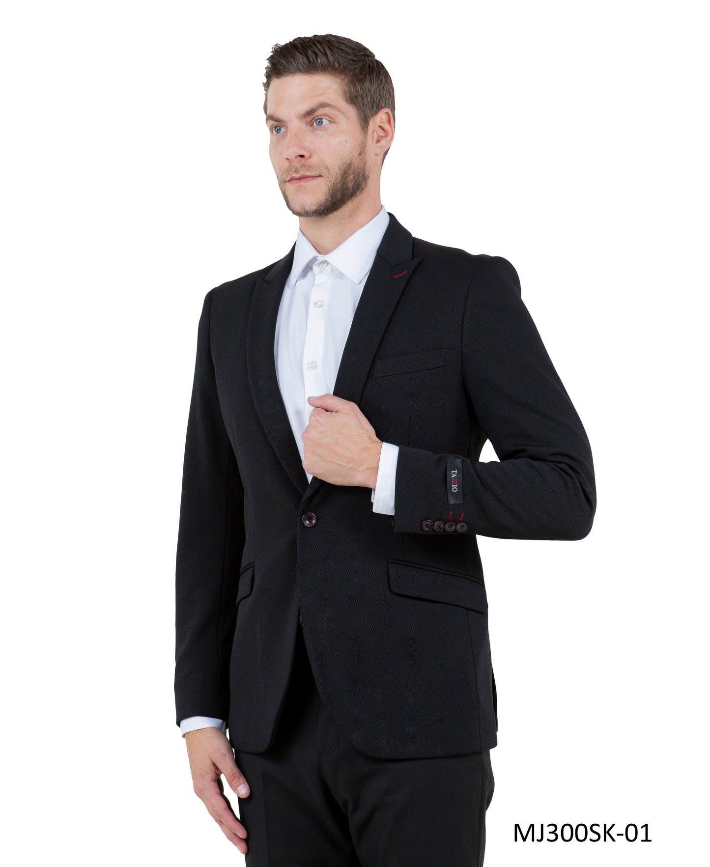 Black Peak Lapel Skinny Fit Tazzio Knit Men's Jacket