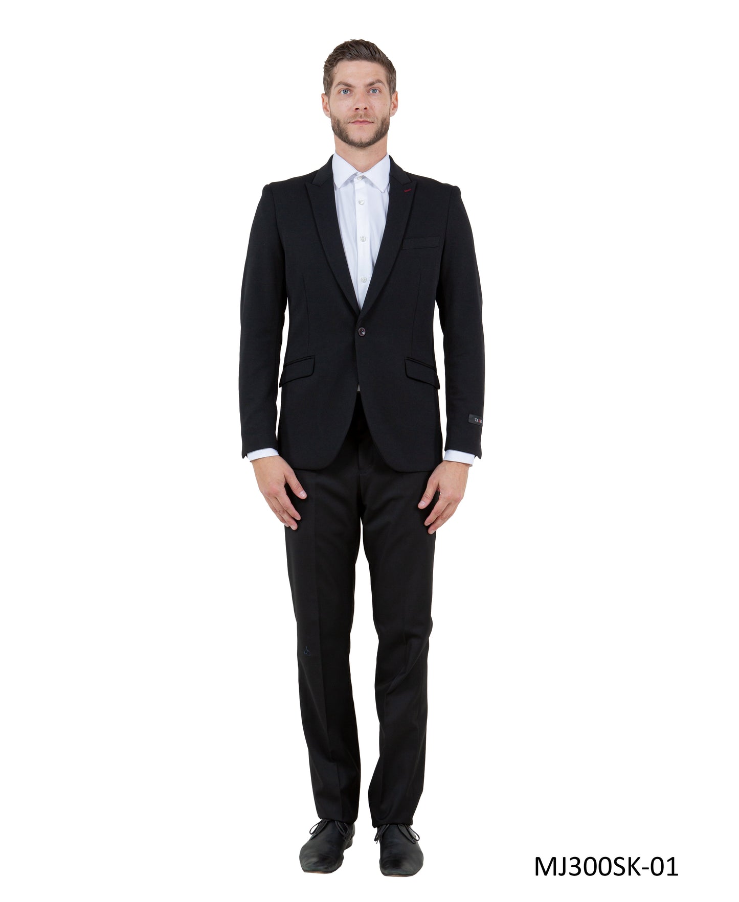 Black Peak Lapel Skinny Fit Tazzio Knit Men's Jacket