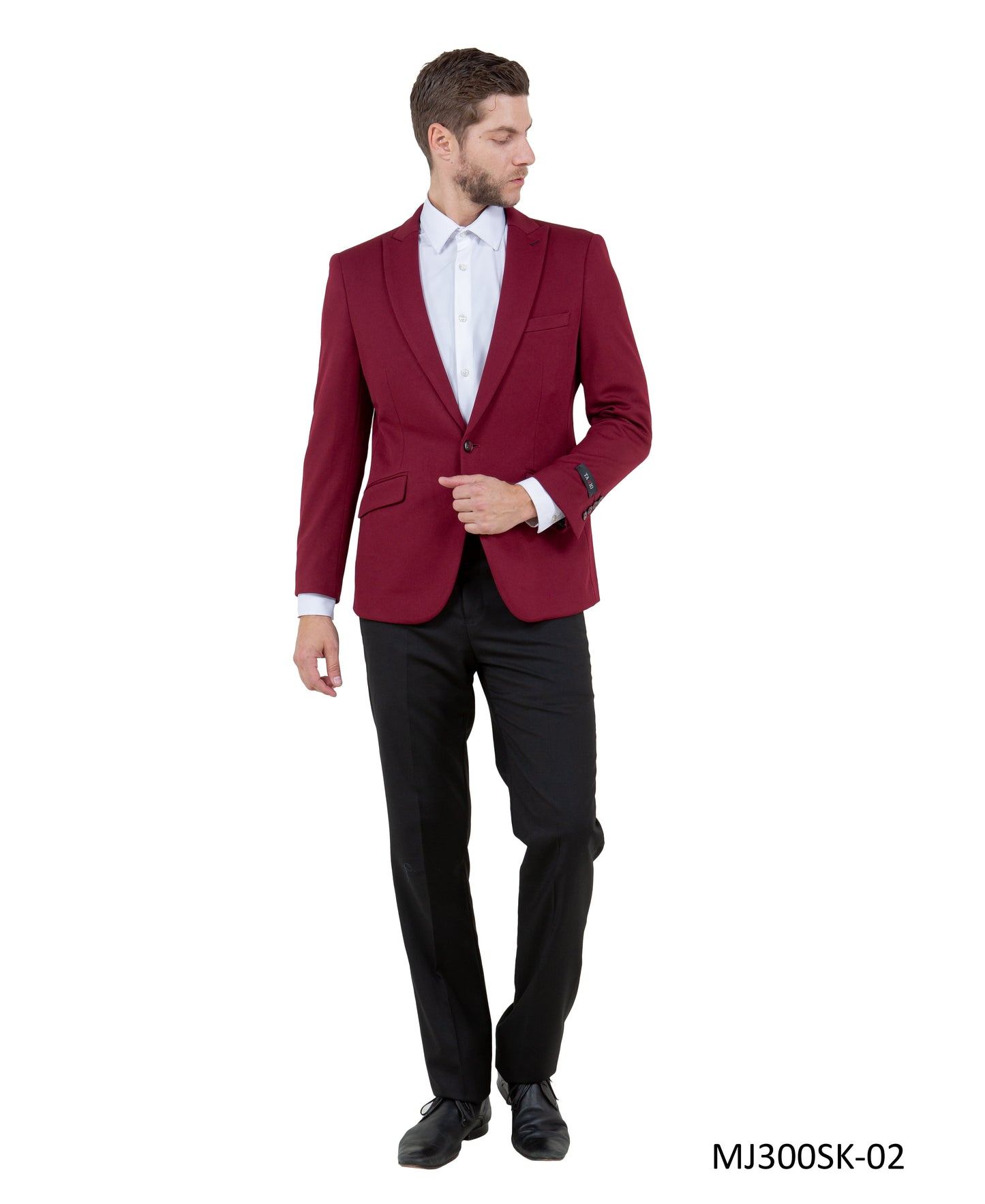 Burgundy Peak Lapel Skinny Fit Tazzio Knit Men's Jacket