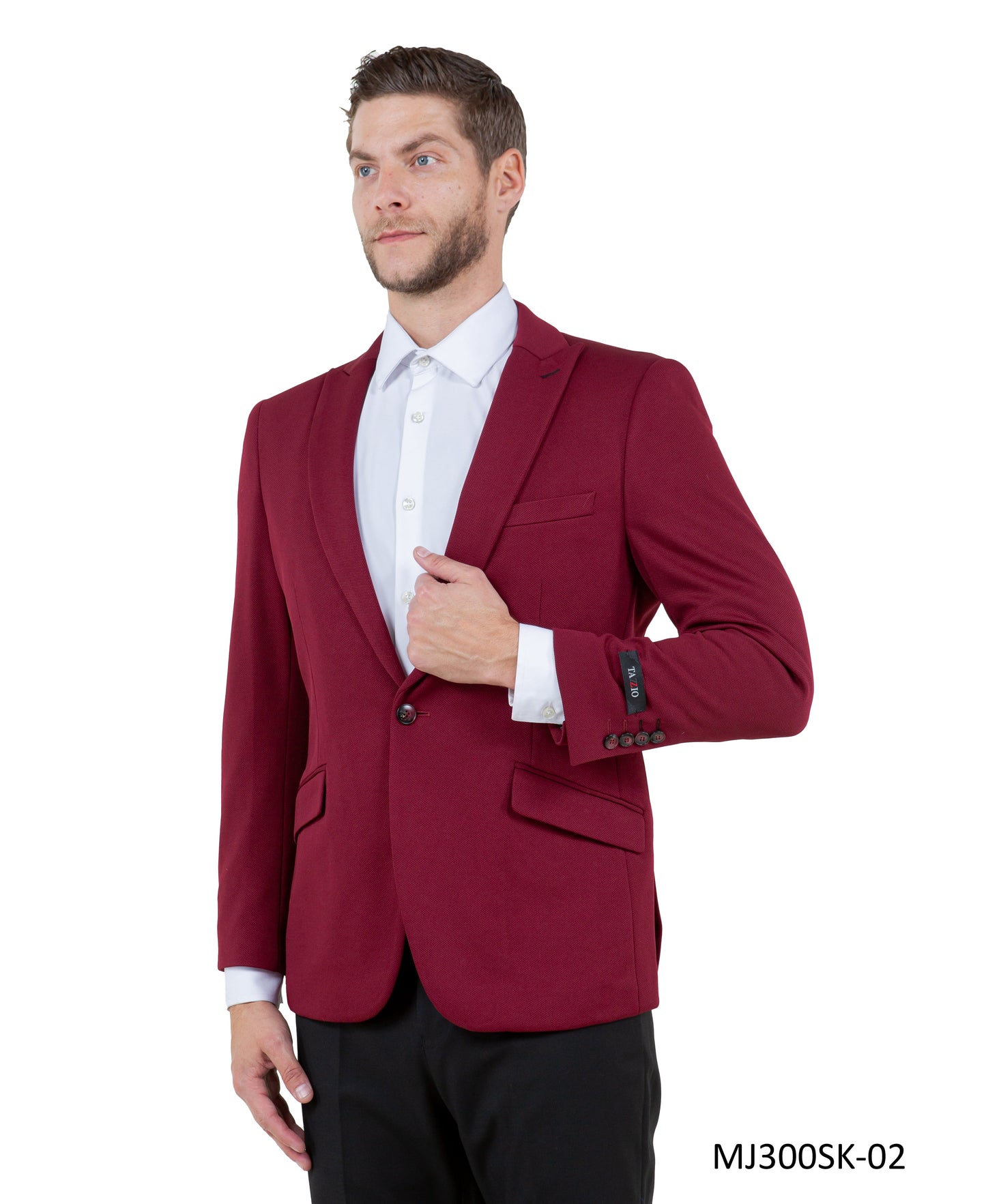 Burgundy Peak Lapel Skinny Fit Tazzio Knit Men's Jacket