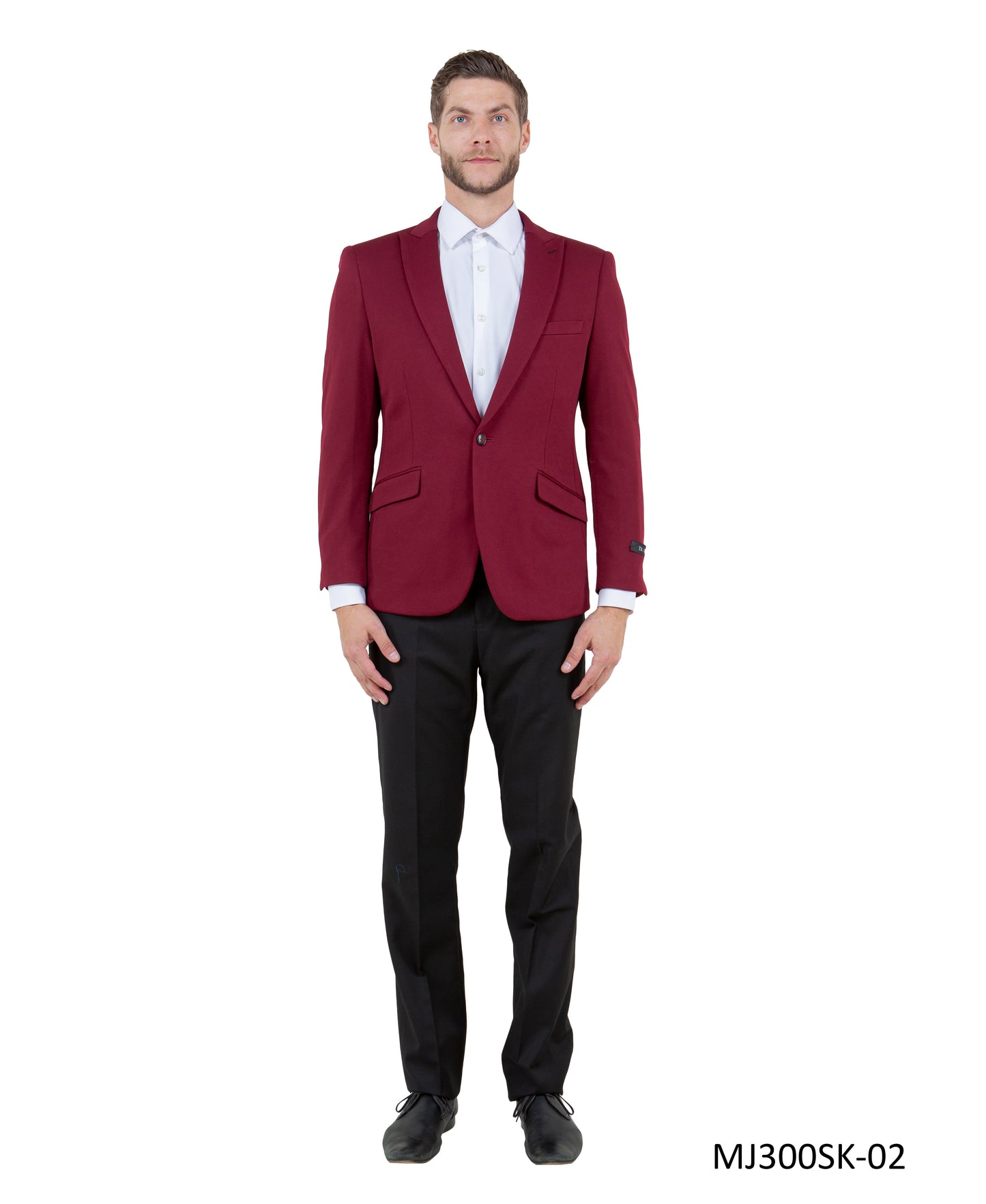 Burgundy Peak Lapel Skinny Fit Tazzio Knit Men's Jacket