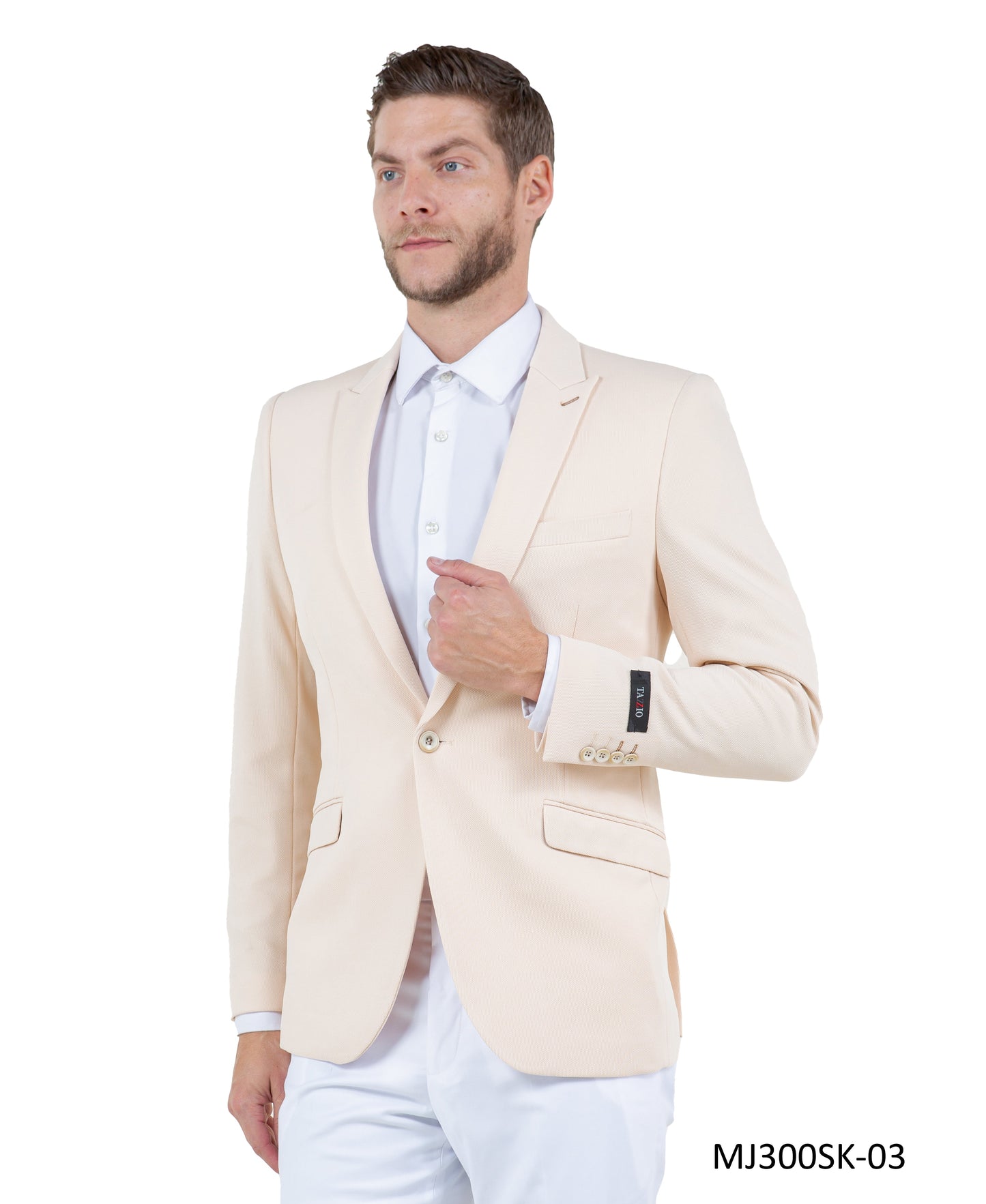 Tan Peak Lapel Skinny Fit Tazzio Knit Men's Jacket