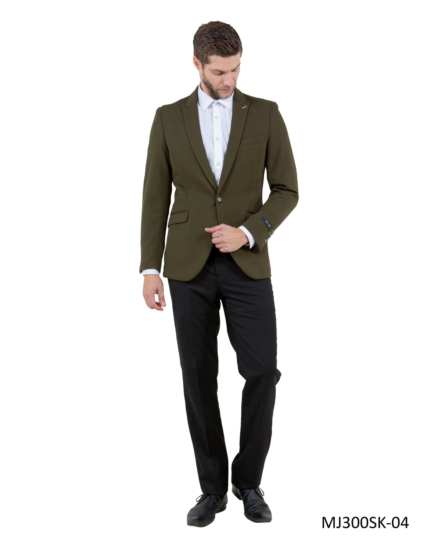 Green Peak Lapel Skinny Fit Tazzio Knit Men's Jacket