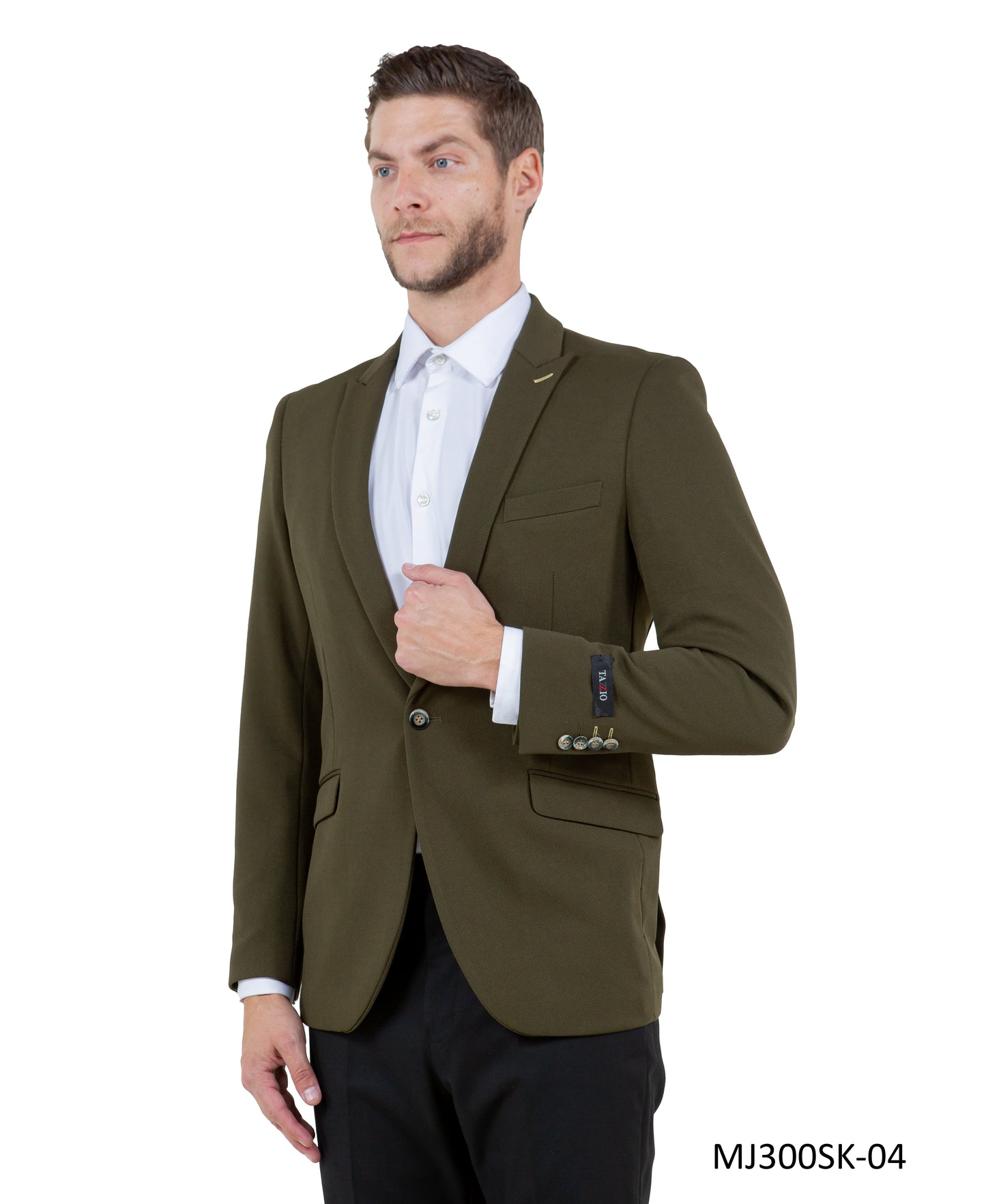 Green Peak Lapel Skinny Fit Tazzio Knit Men's Jacket