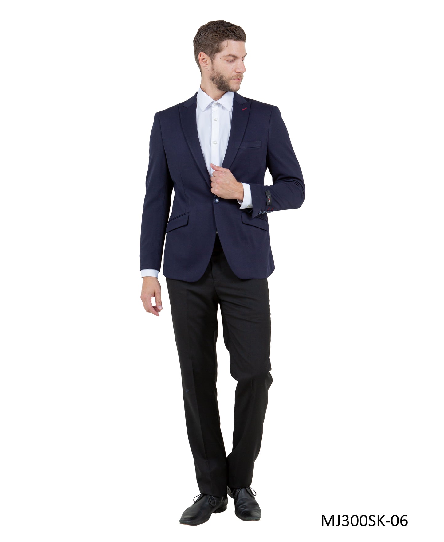 Navy Peak Lapel Skinny Fit Tazzio Knit Men's Jacket