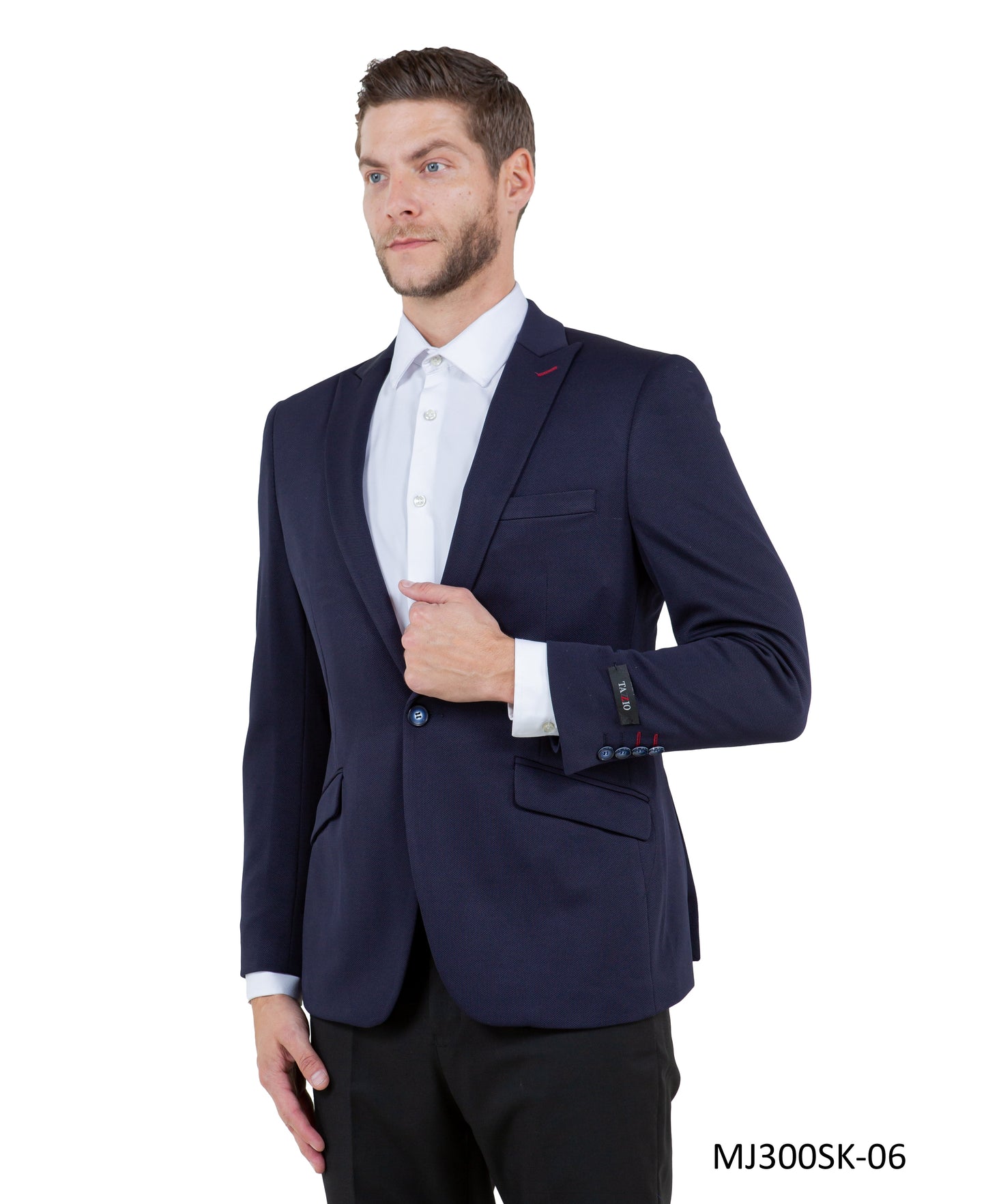 Navy Peak Lapel Skinny Fit Tazzio Knit Men's Jacket