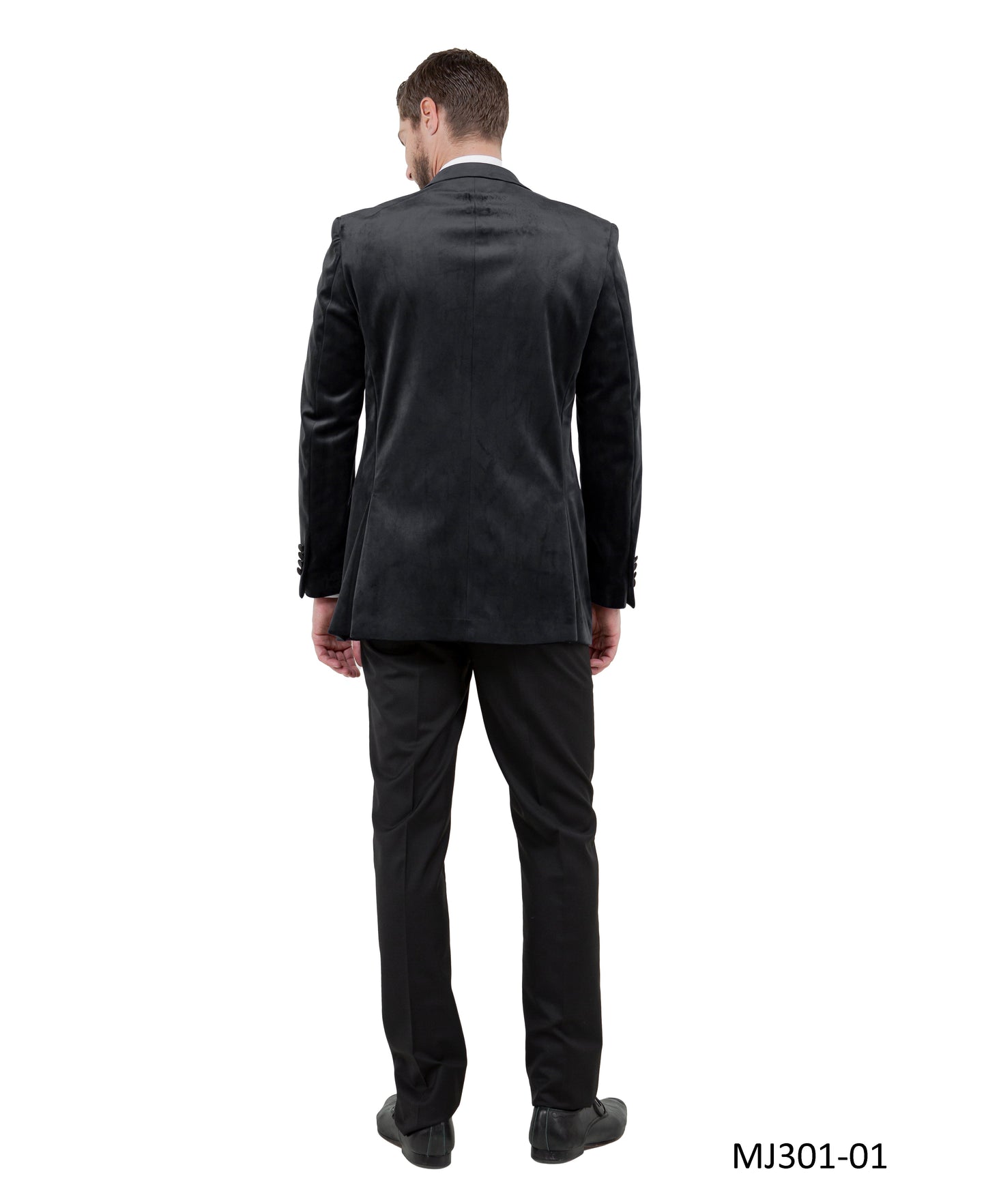 Black Velvet Modern Fit Satin Peak Lapel Tazzio Men's Jacket