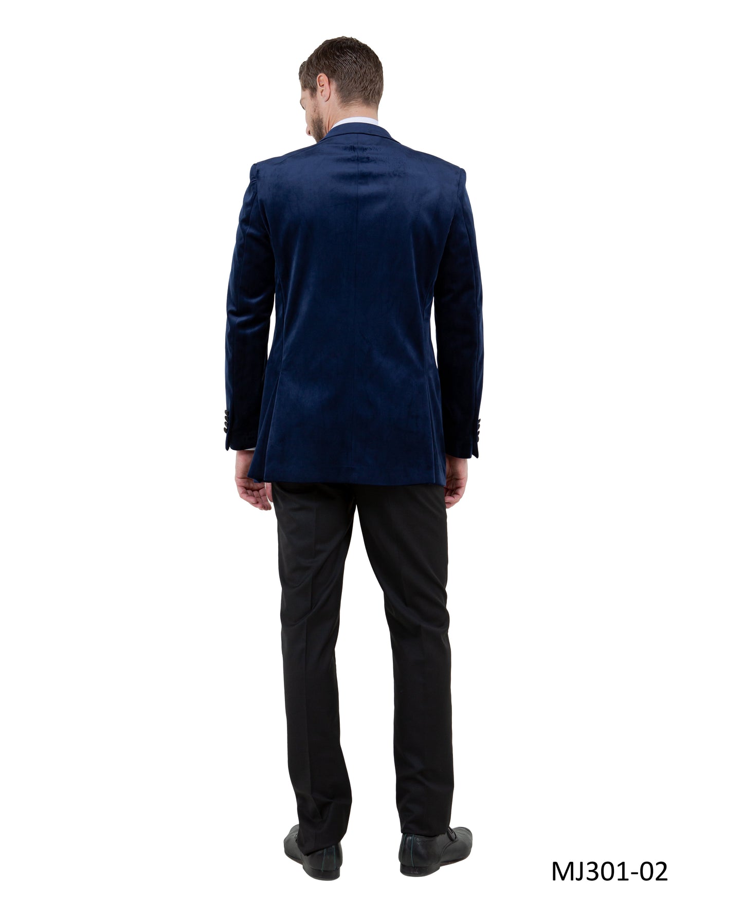 Navy Velvet Modern Fit Satin Peak Lapel Tazzio Men's Jacket