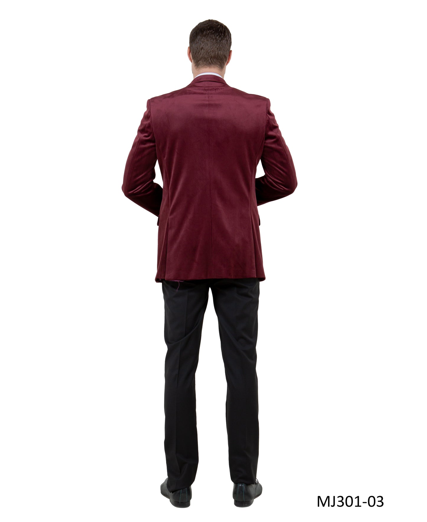 Burgundy Velvet Modern Fit Satin Peak Lapel Tazzio Men's Jacket