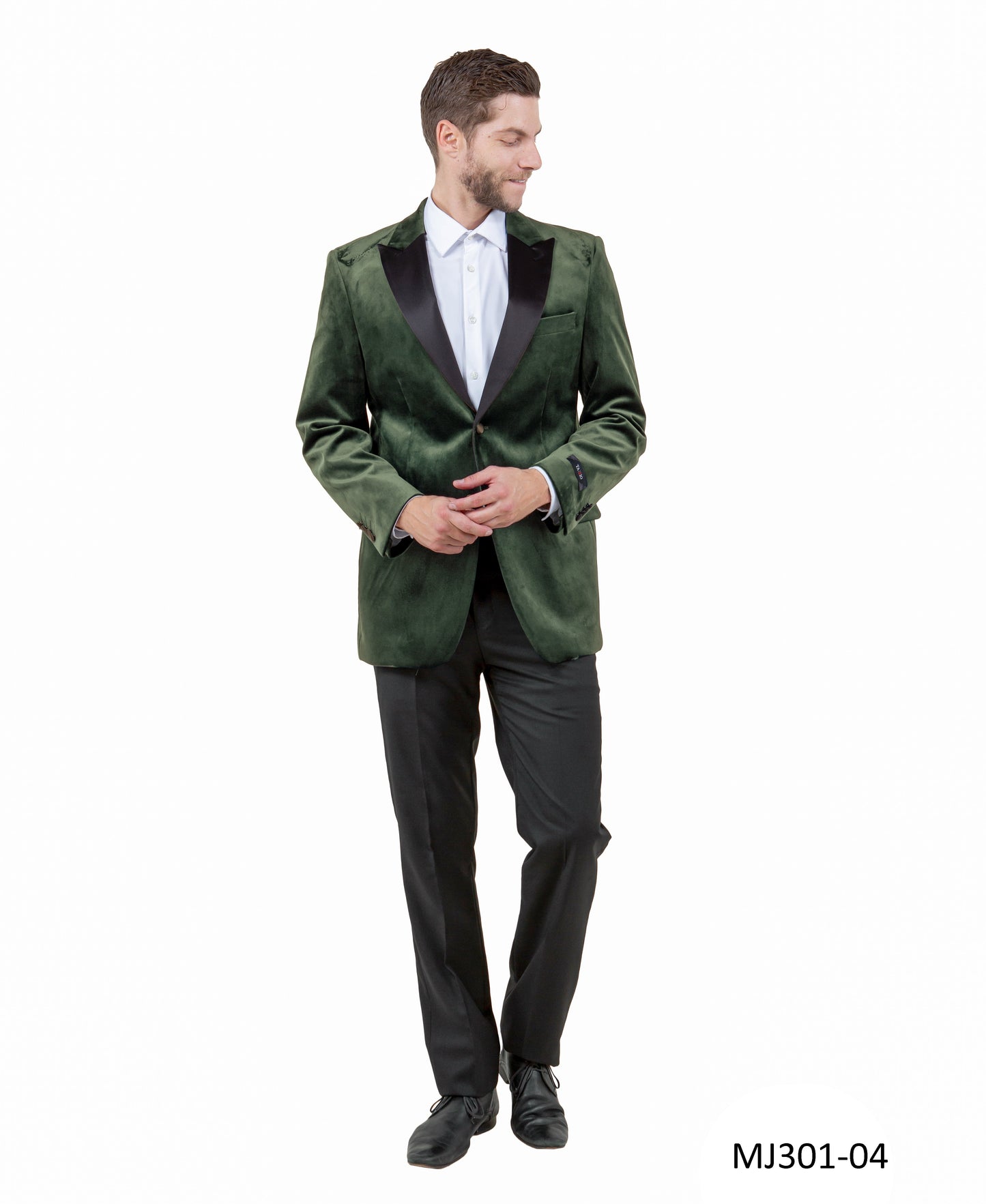 Olive Velvet Modern Fit Satin Peak Lapel Tazzio Men's Jacket